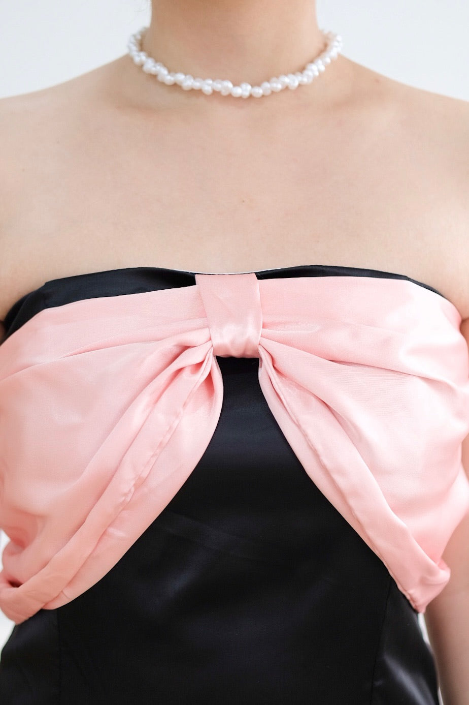 Black Ribbon Tube Satin Dress