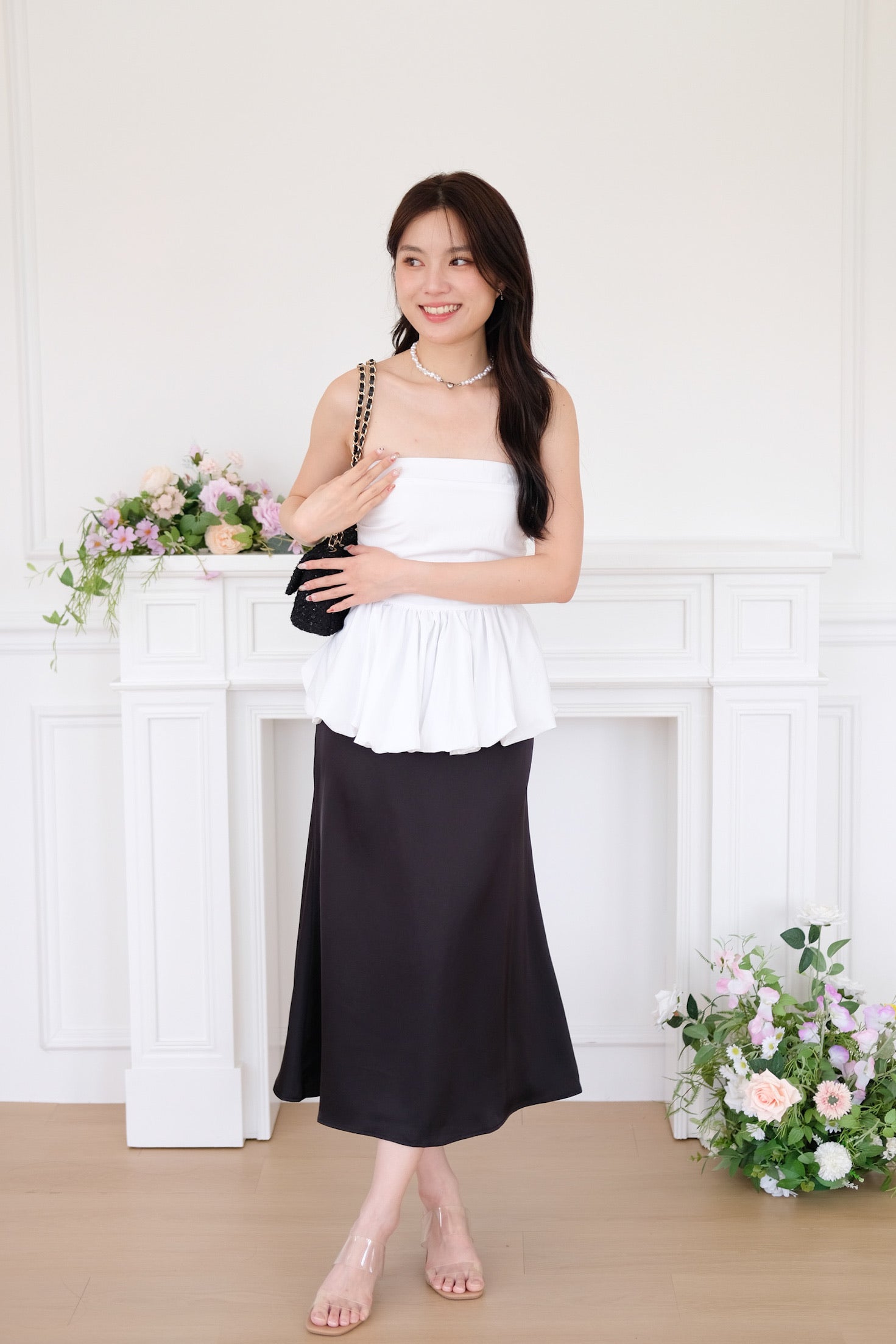 Reiko Peplum Tube Top (White)