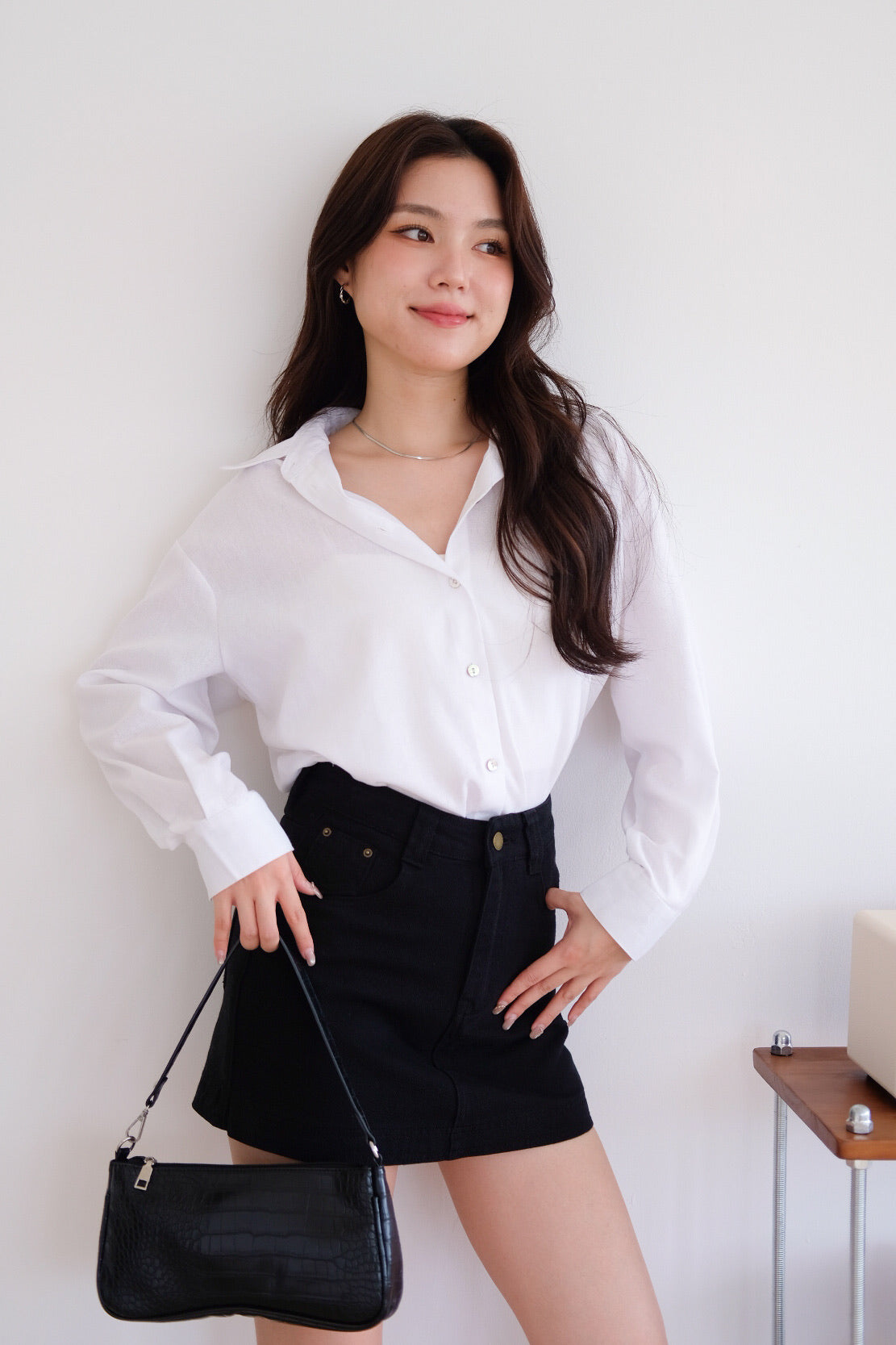 Downtown Linen Oversized Shirt (White)