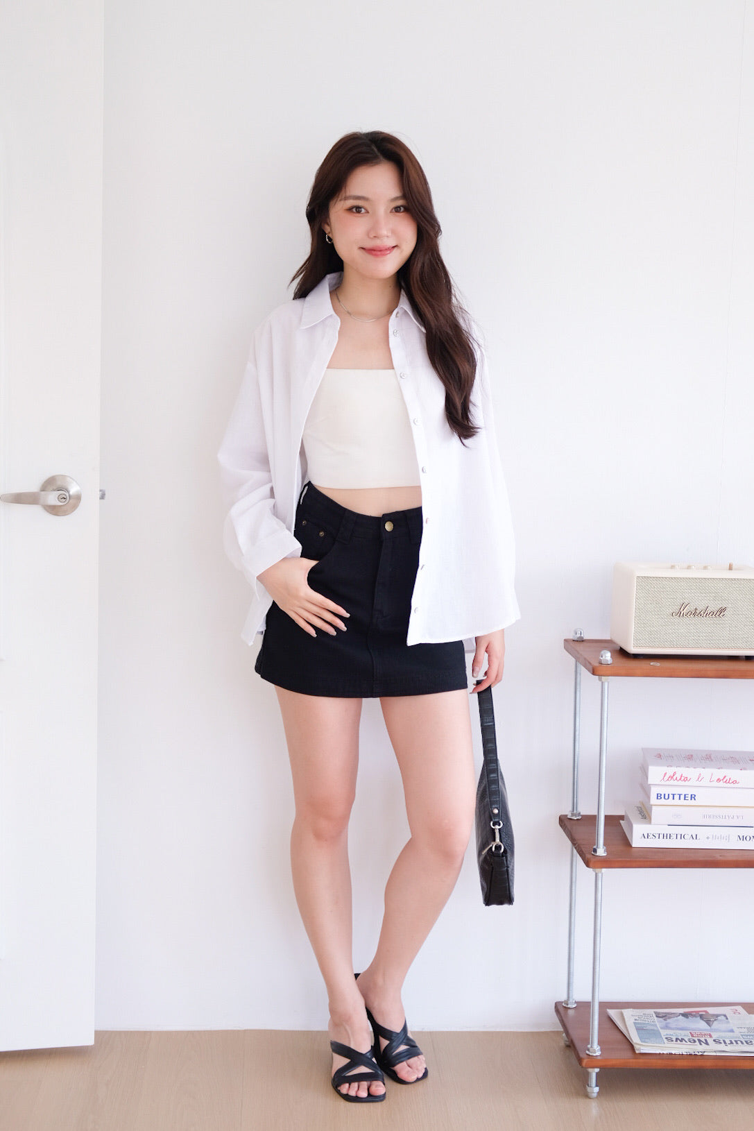 Downtown Linen Oversized Shirt (White)