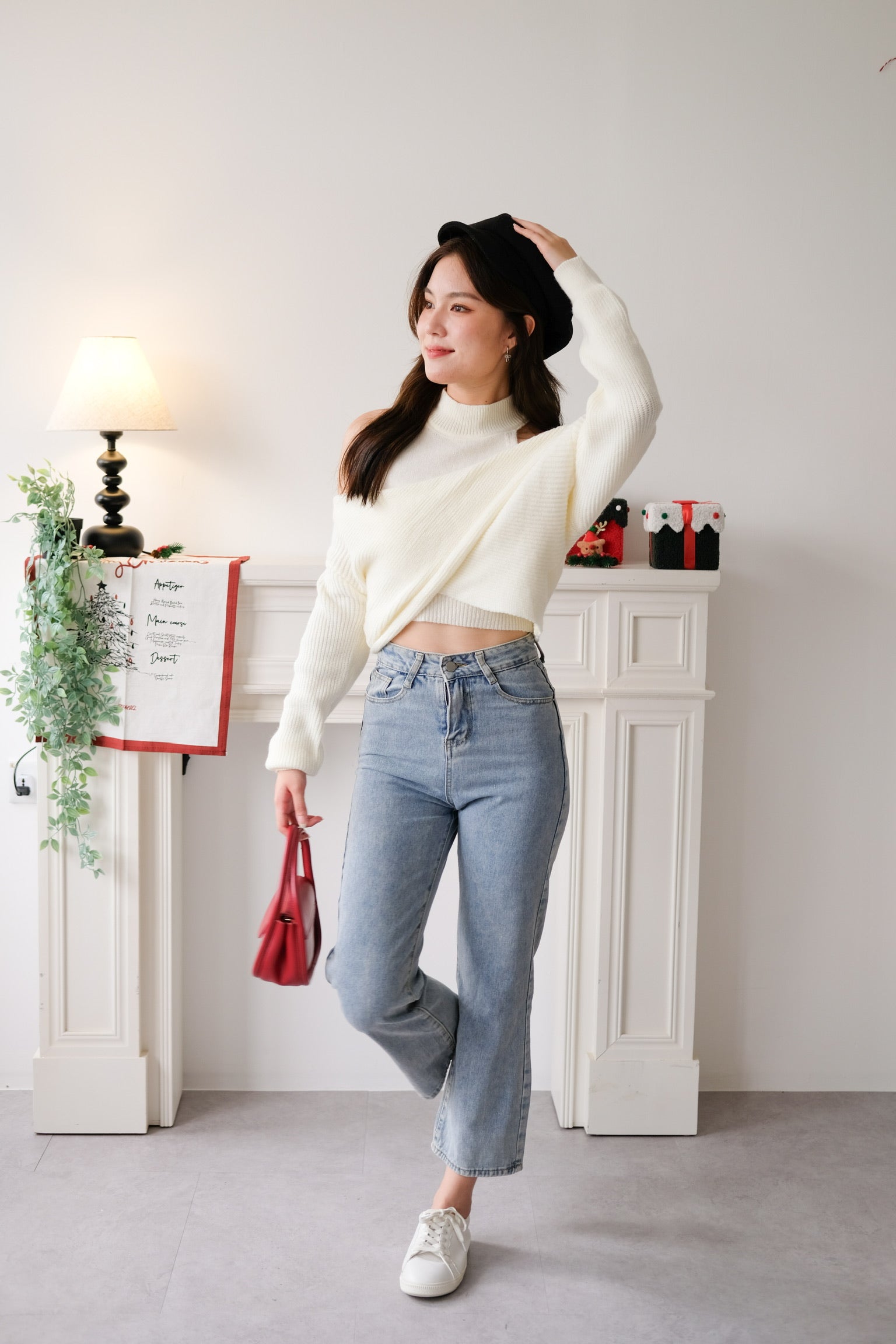 Olivia 2-in-1 Knit Sweater Set (Cream)