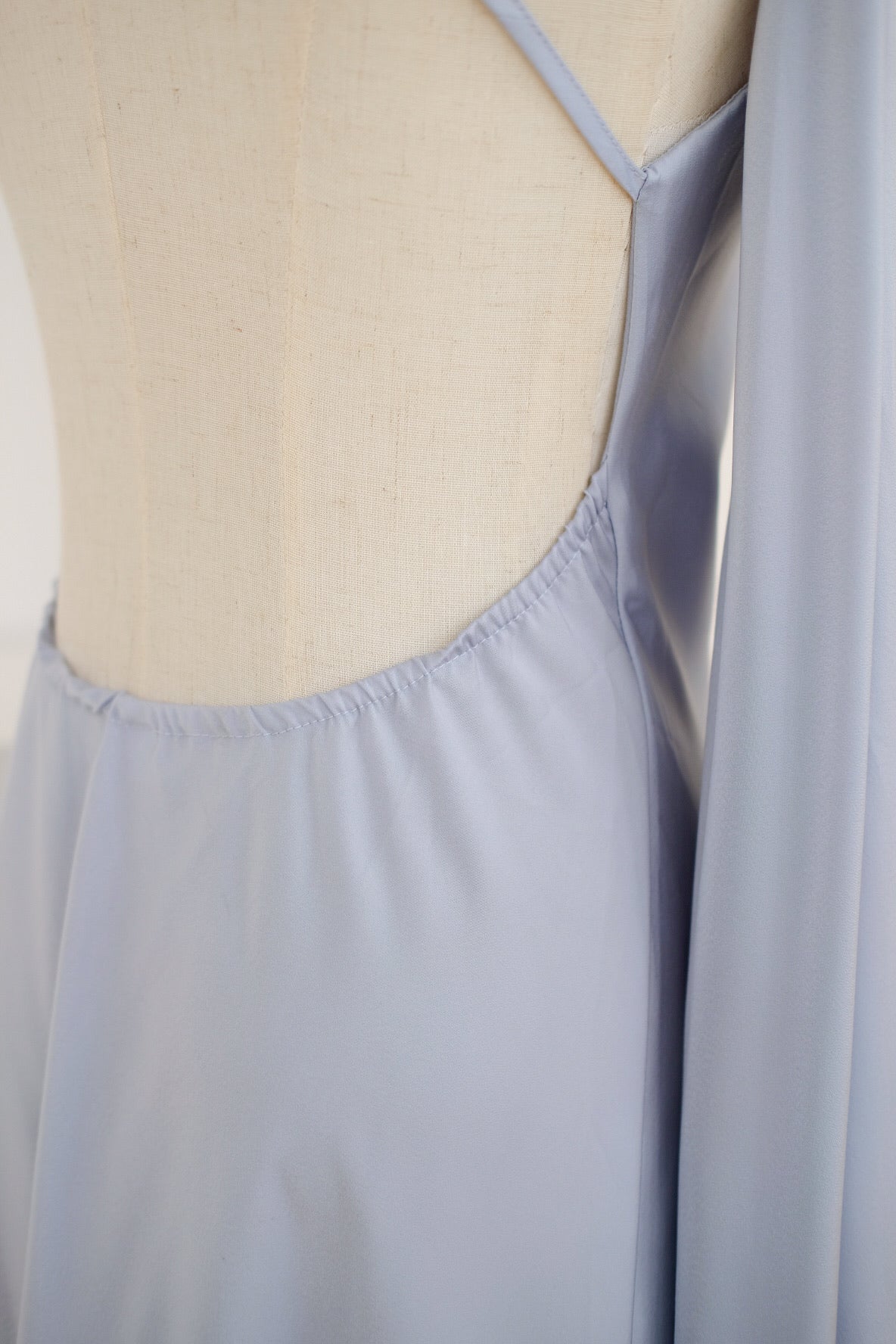 Blue Halter Bareback Satin Dress