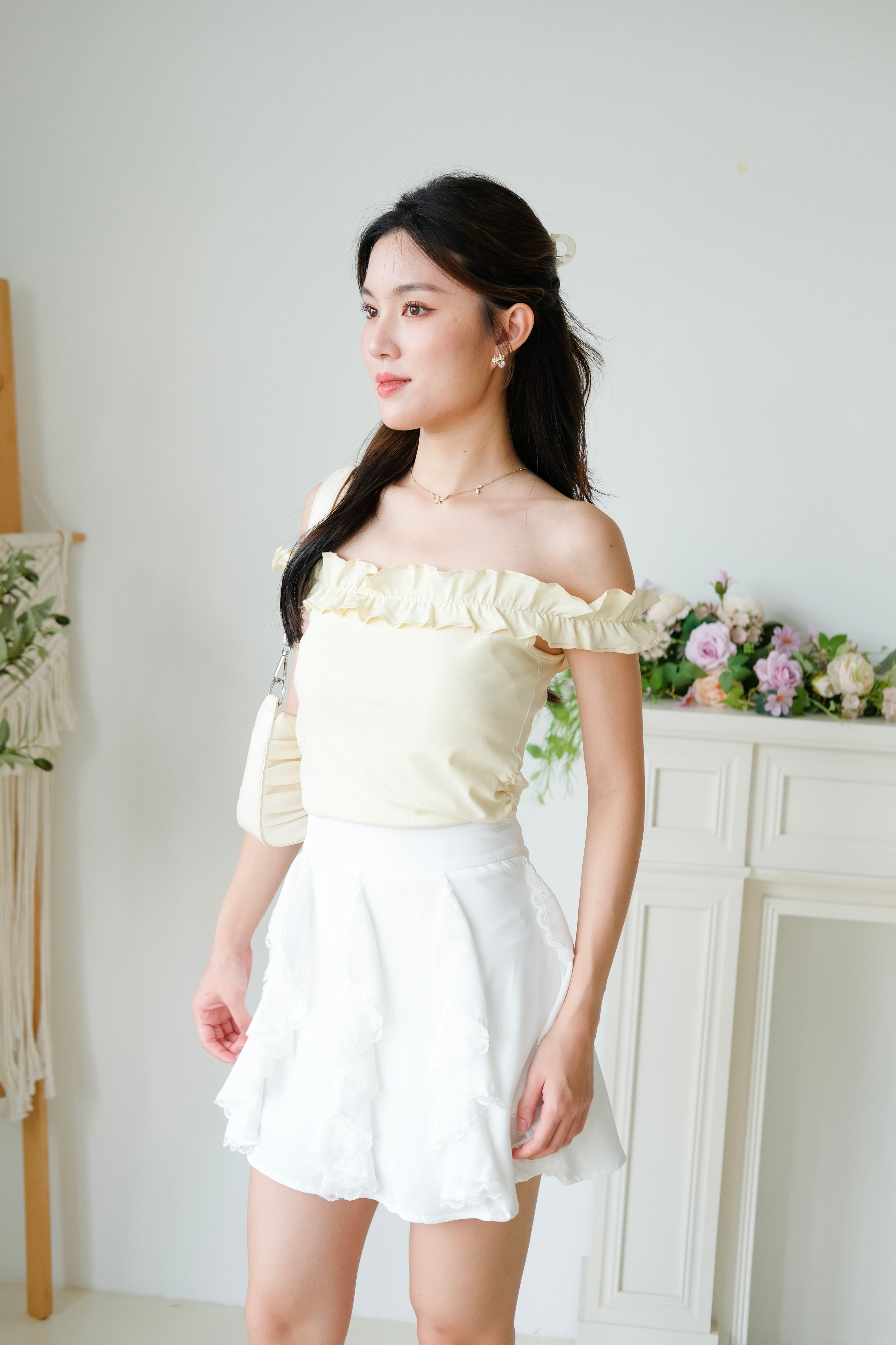 Layla Ruffle Off Shoulder (Butter Yellow)