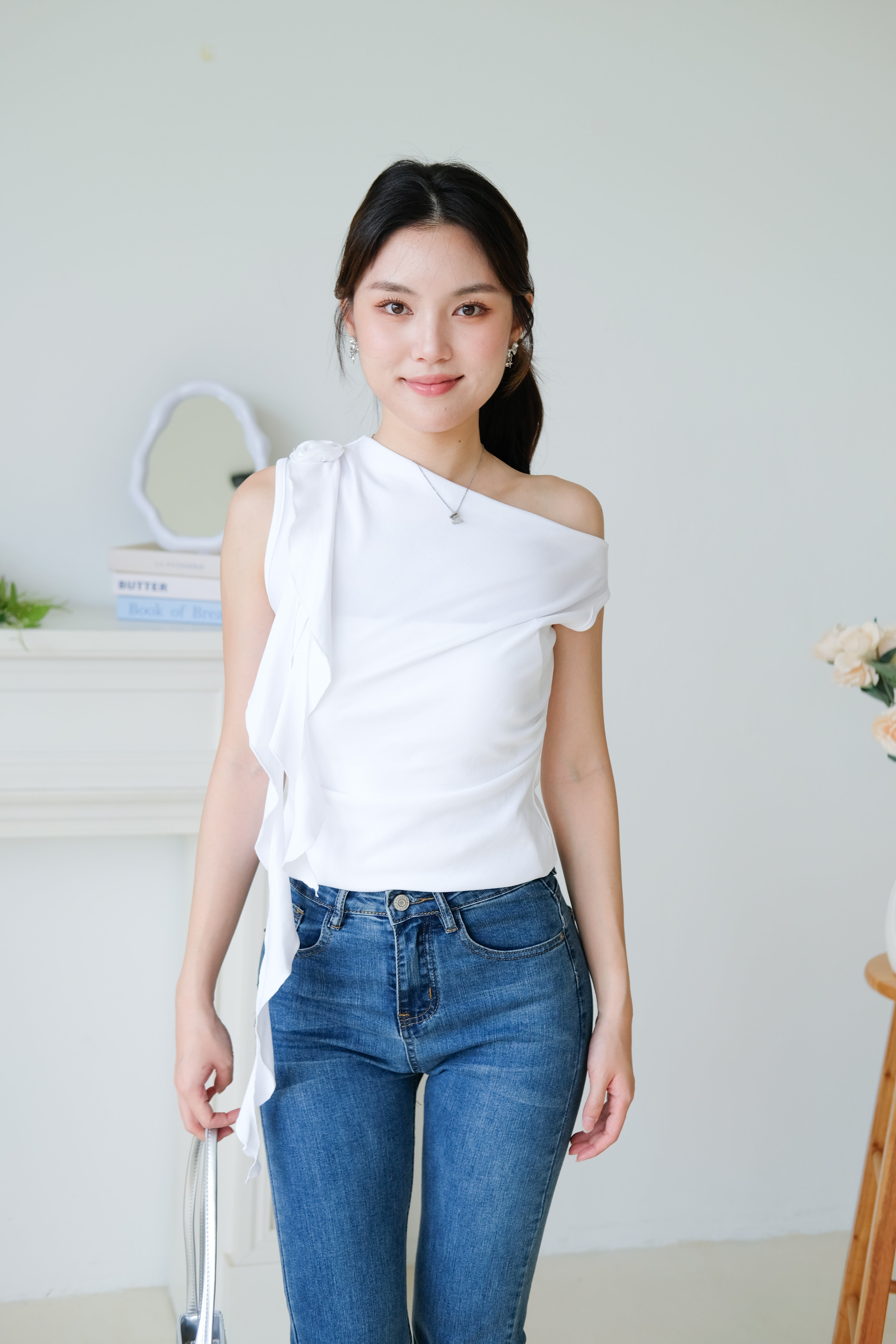 Elora Ruffle Toga Top (White)