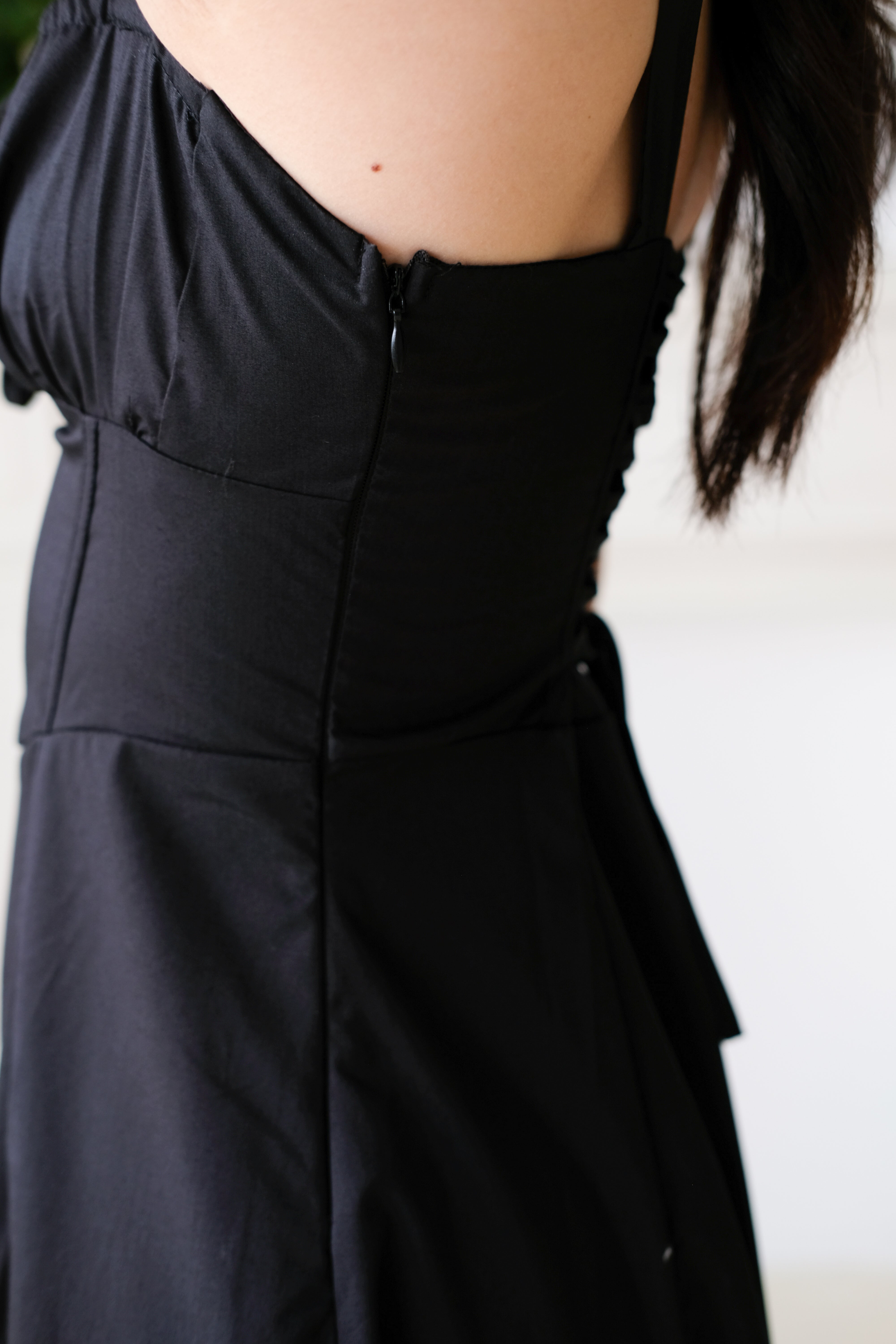 Claire Ruched Slit Midaxi Dress (Black)