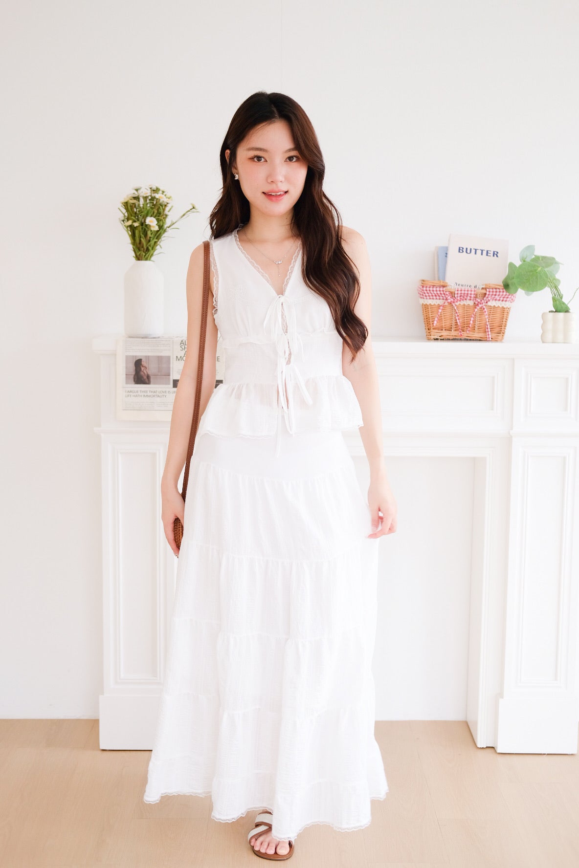 Yara Tiered Maxi Skirt (White)