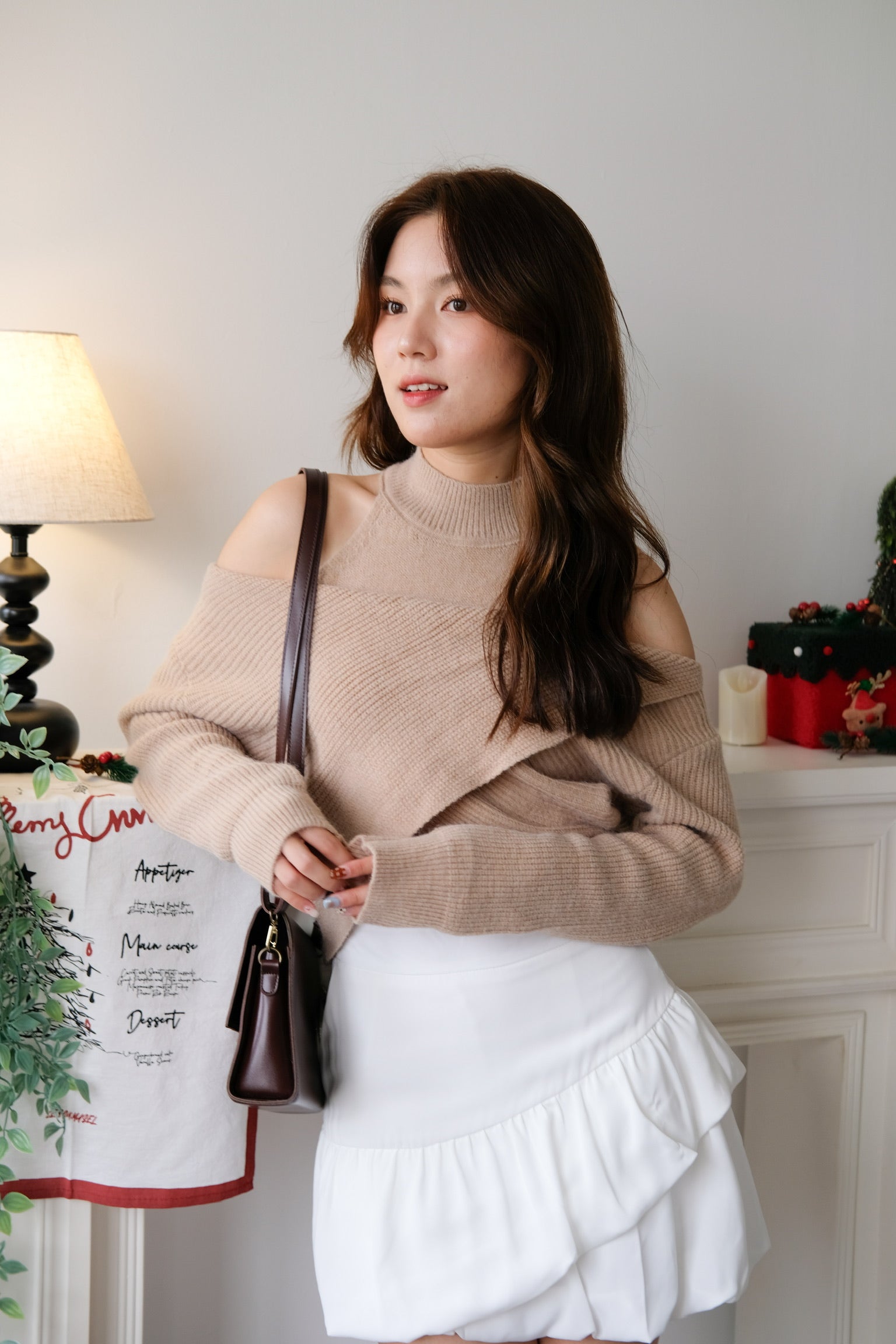 Olivia 2-in-1 Knit Sweater Set (Khaki)