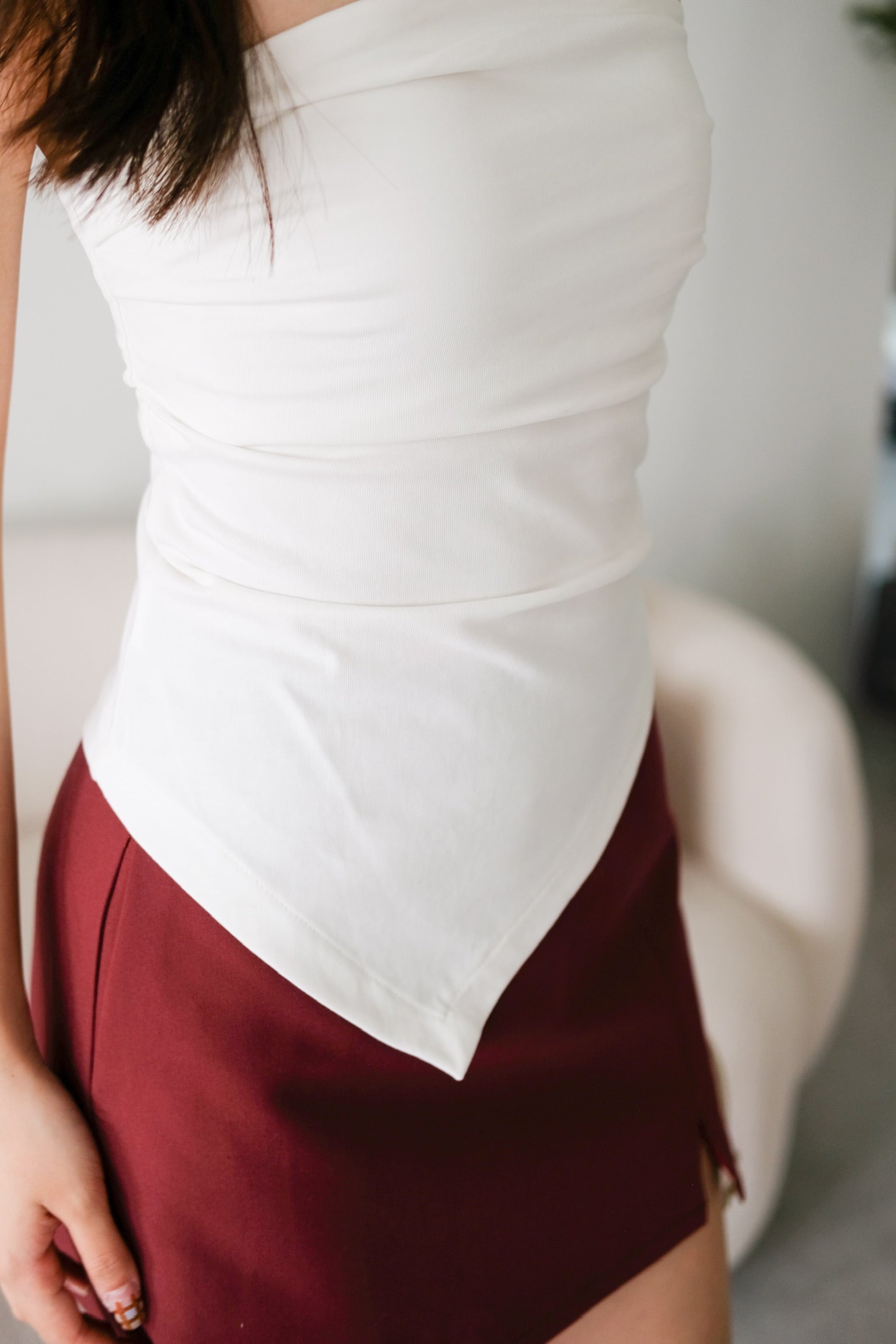 Porter Asymmetrical Tube Top (White)