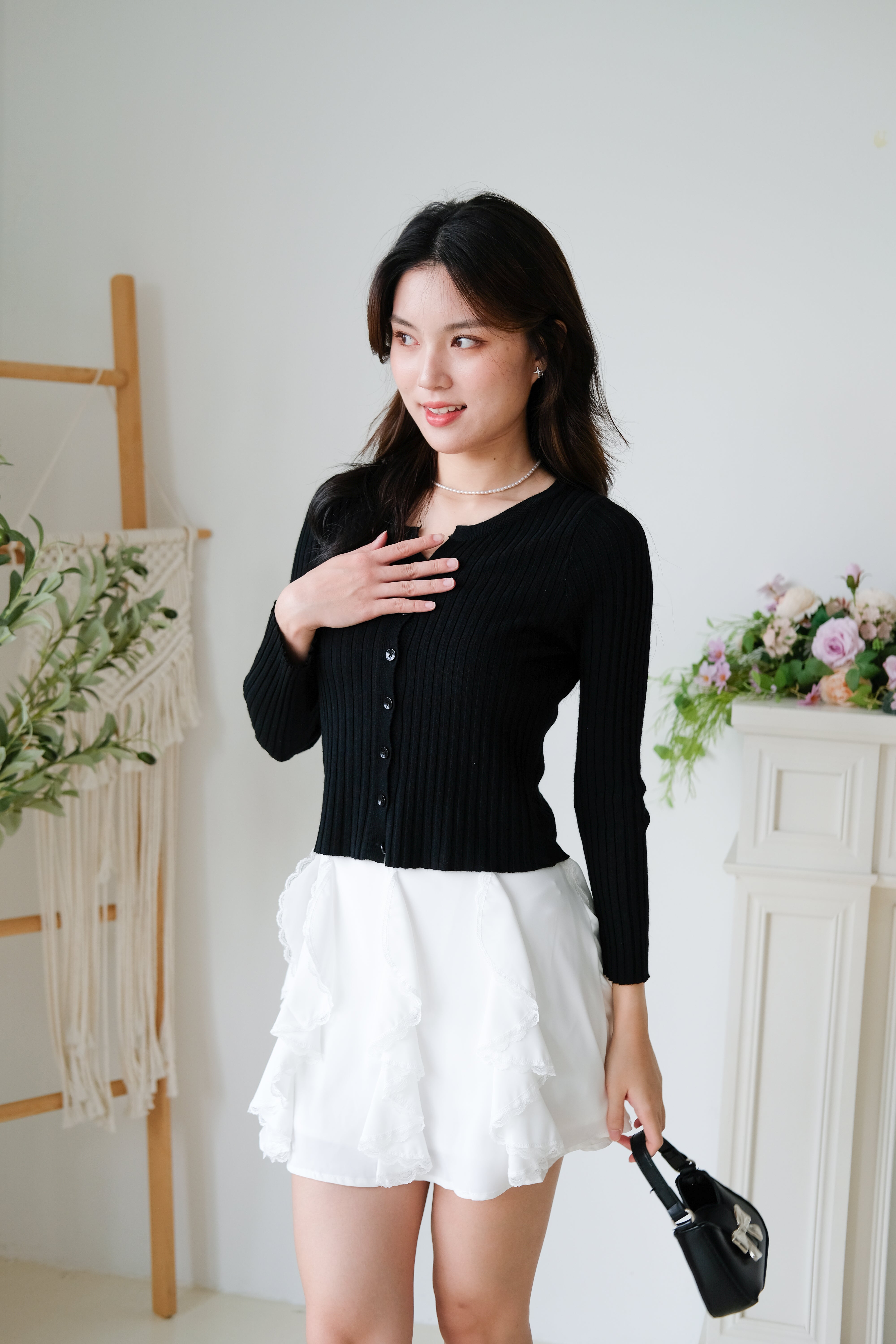 Soft Hour Knit Ribbed Cardigan (Black)