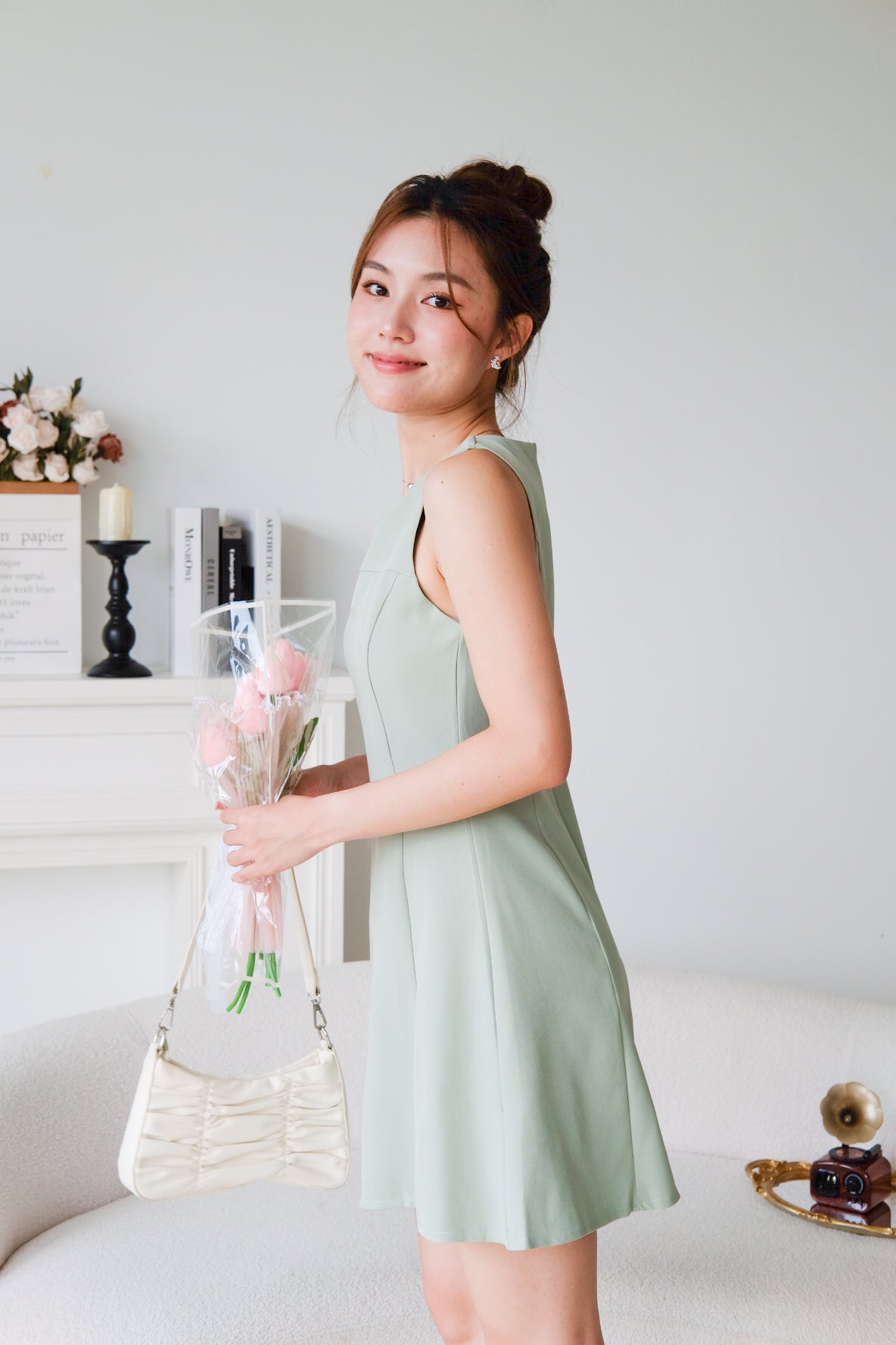Yuna Classic A Line Dress (Avocado Green)