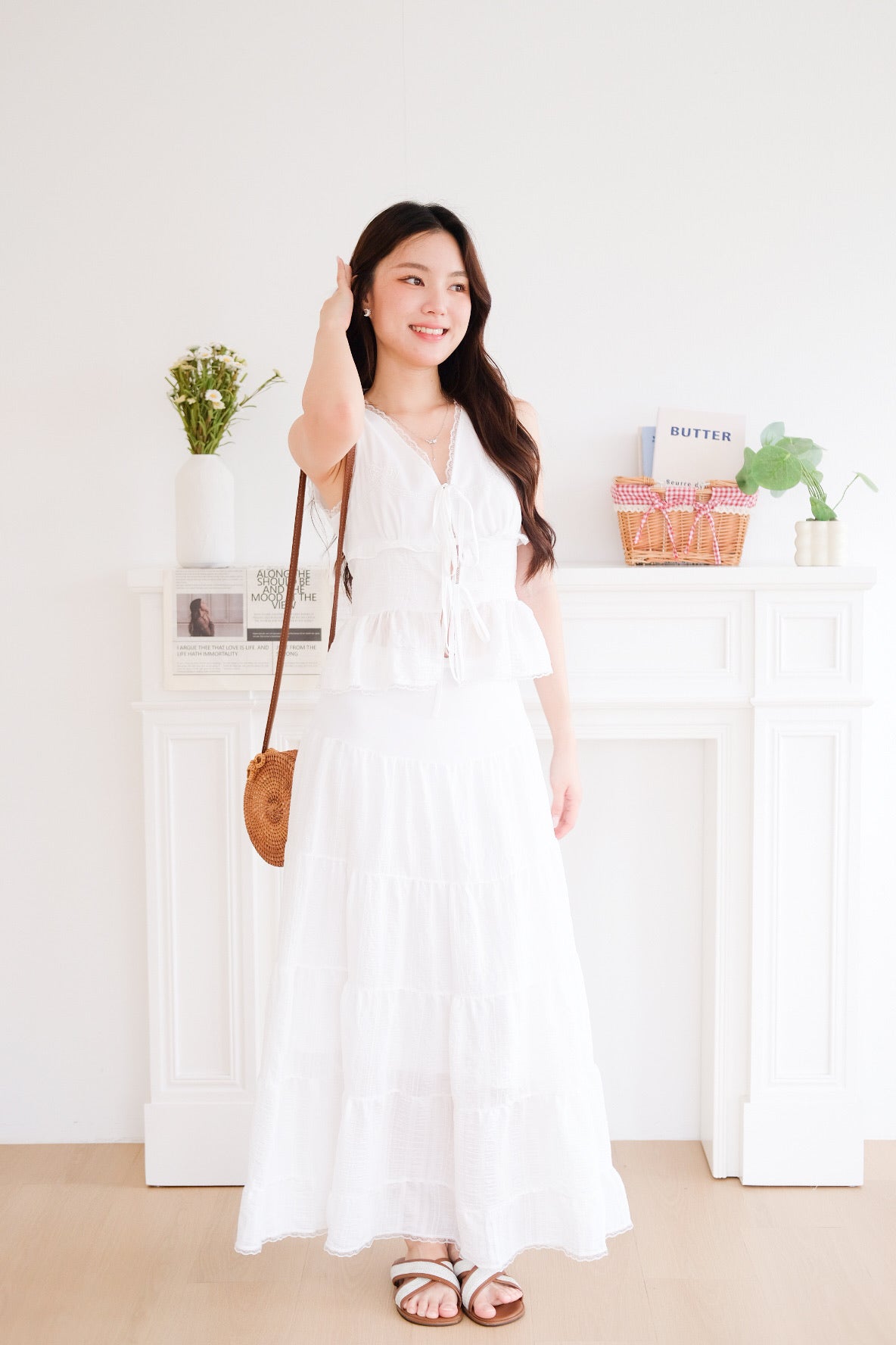Yara Tiered Maxi Skirt (White)