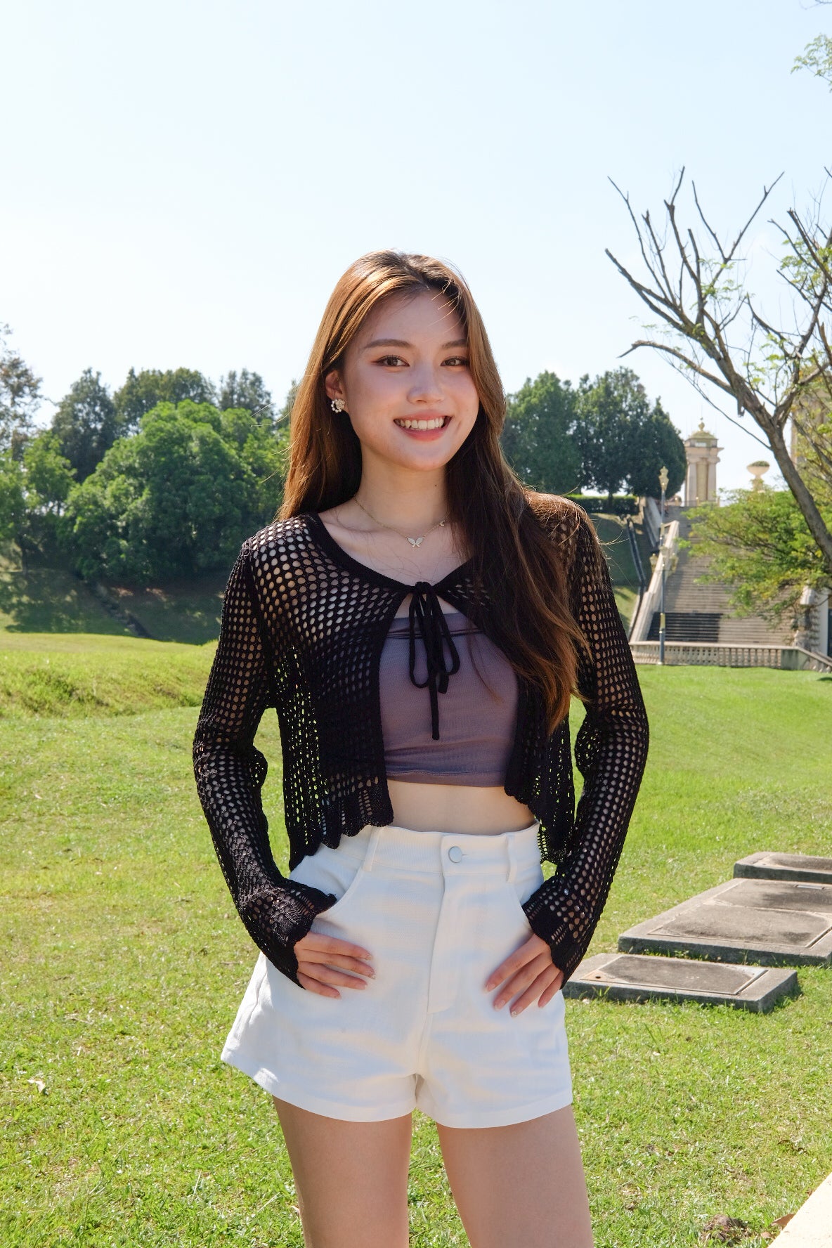 Savannah Beach Knit Cropped Outerwear (Black)