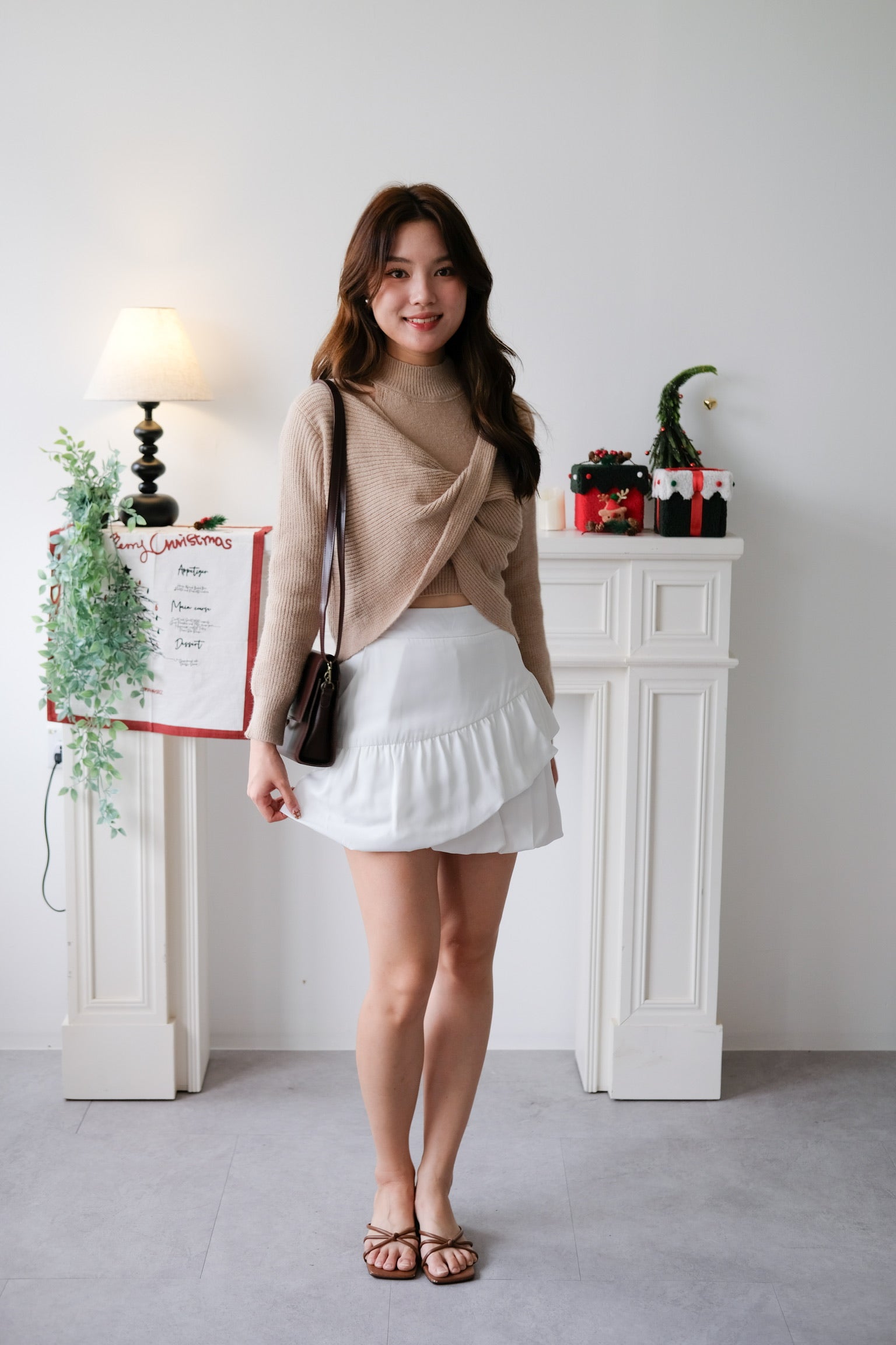 Olivia 2-in-1 Knit Sweater Set (Khaki)
