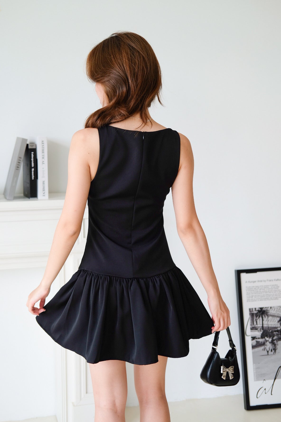 Lynette Low Waist Ribbon Dress (Black)