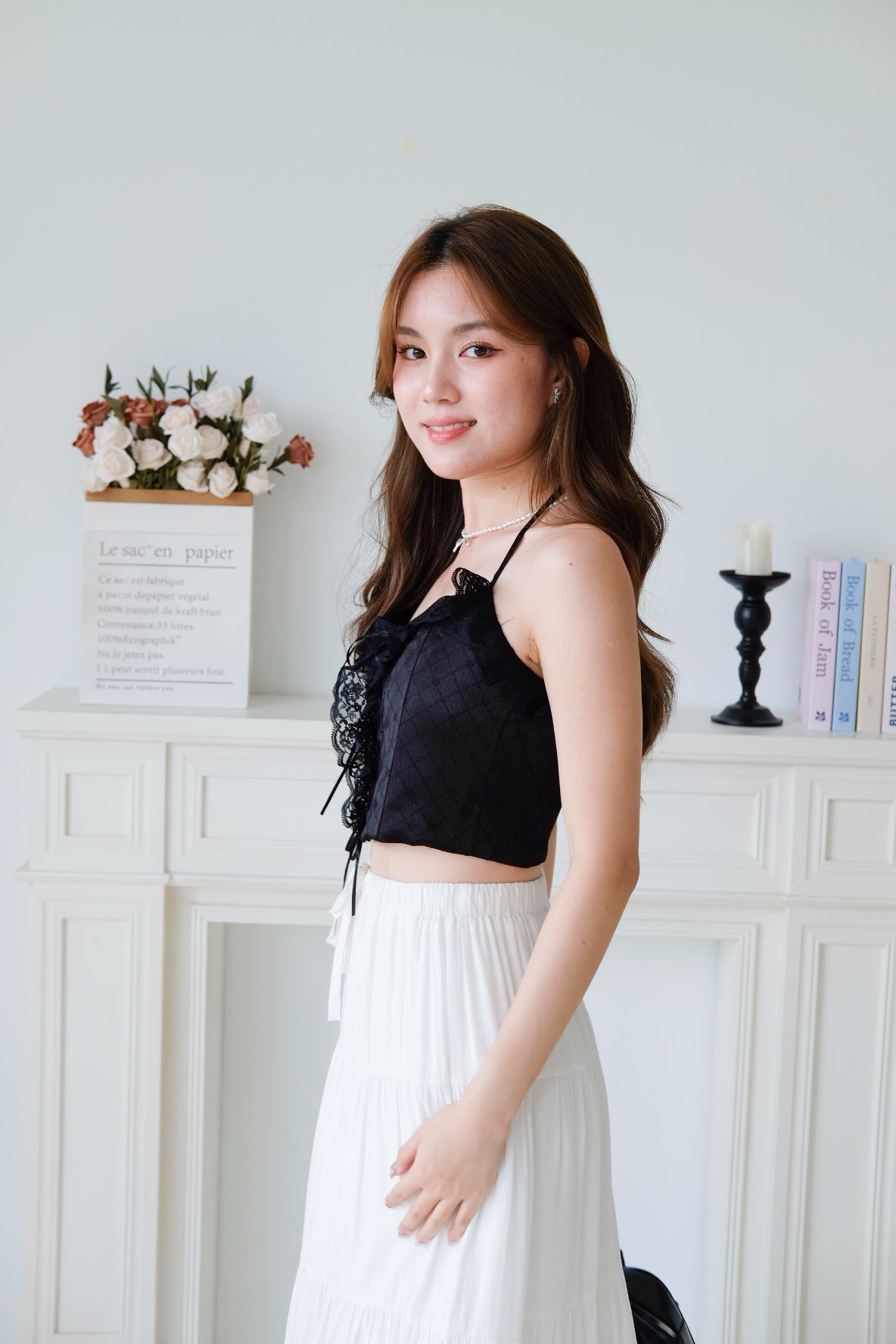 Alianna Lace Corset Crop Top (Black)