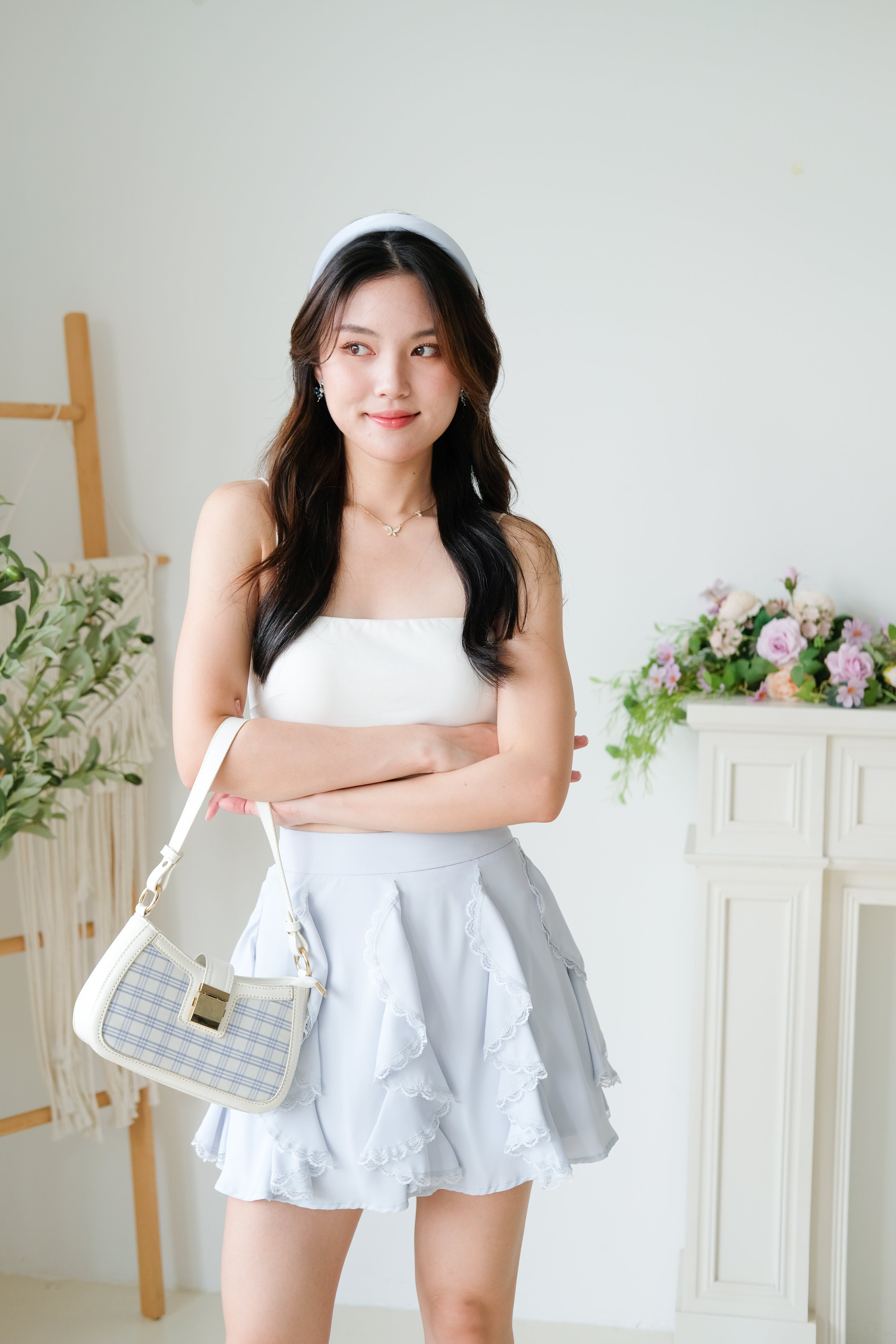 Winnie Ruffle Flare Skirt (Baby Blue)