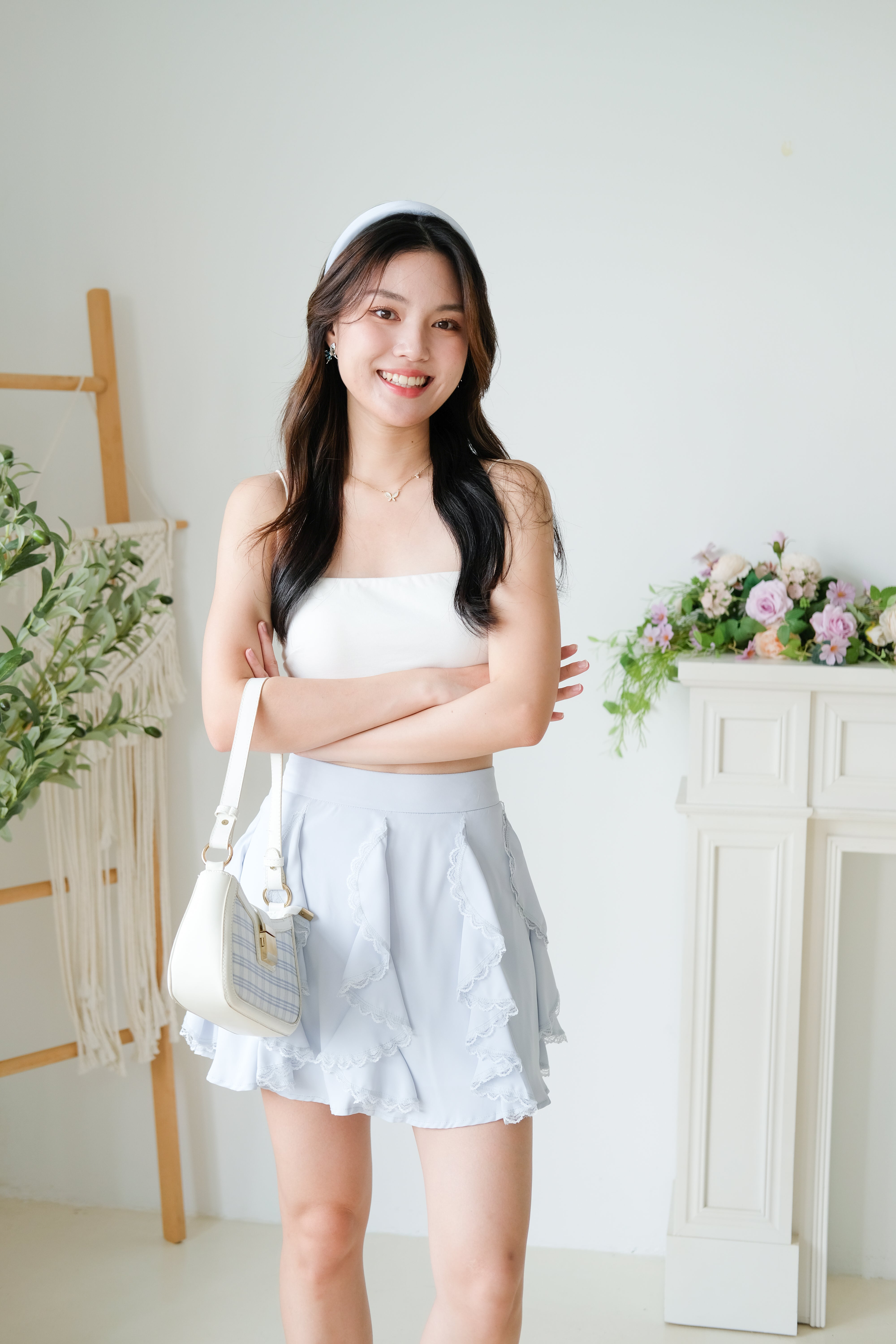 Winnie Ruffle Flare Skirt (Baby Blue)