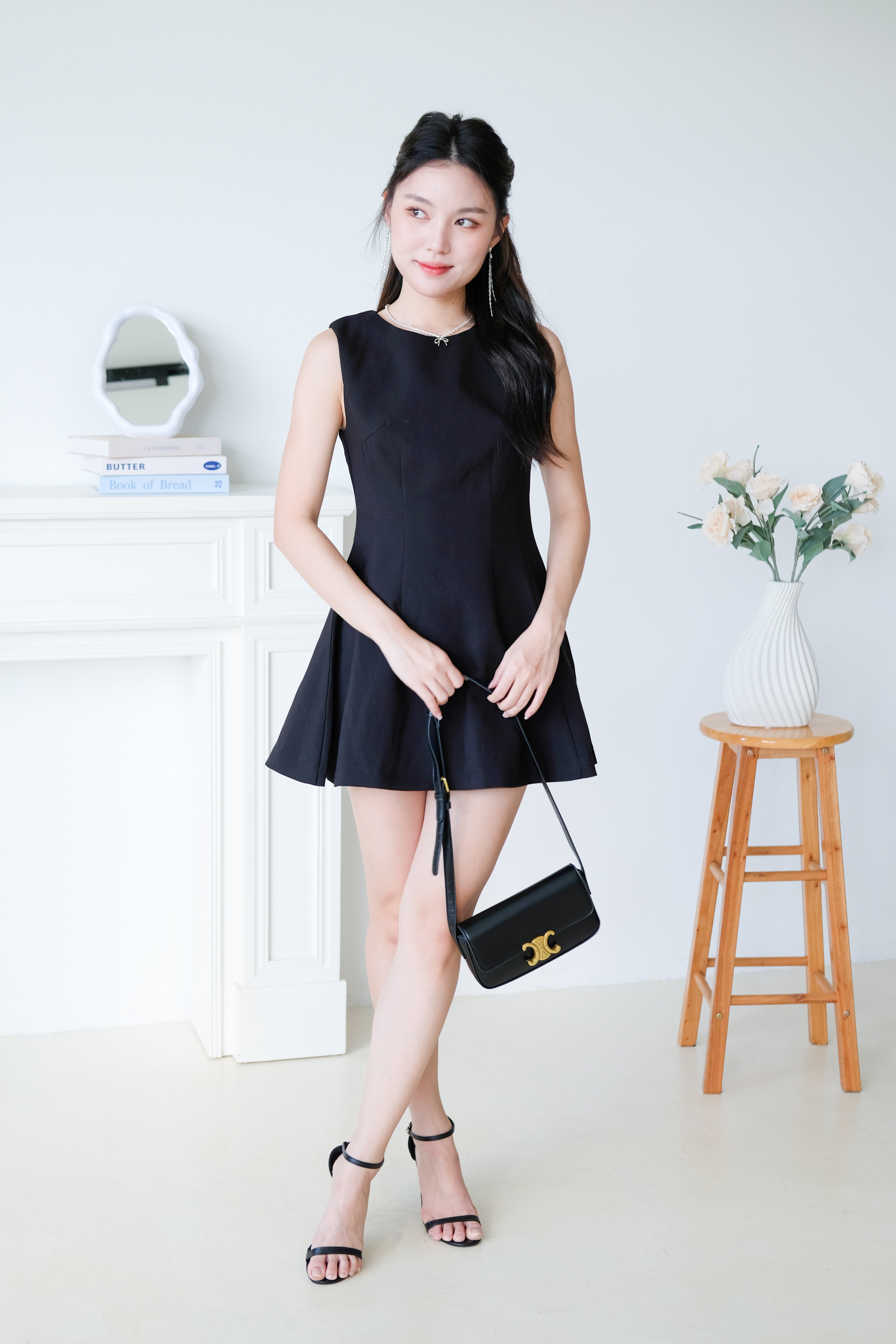 Tasya Skater Dress (Black)