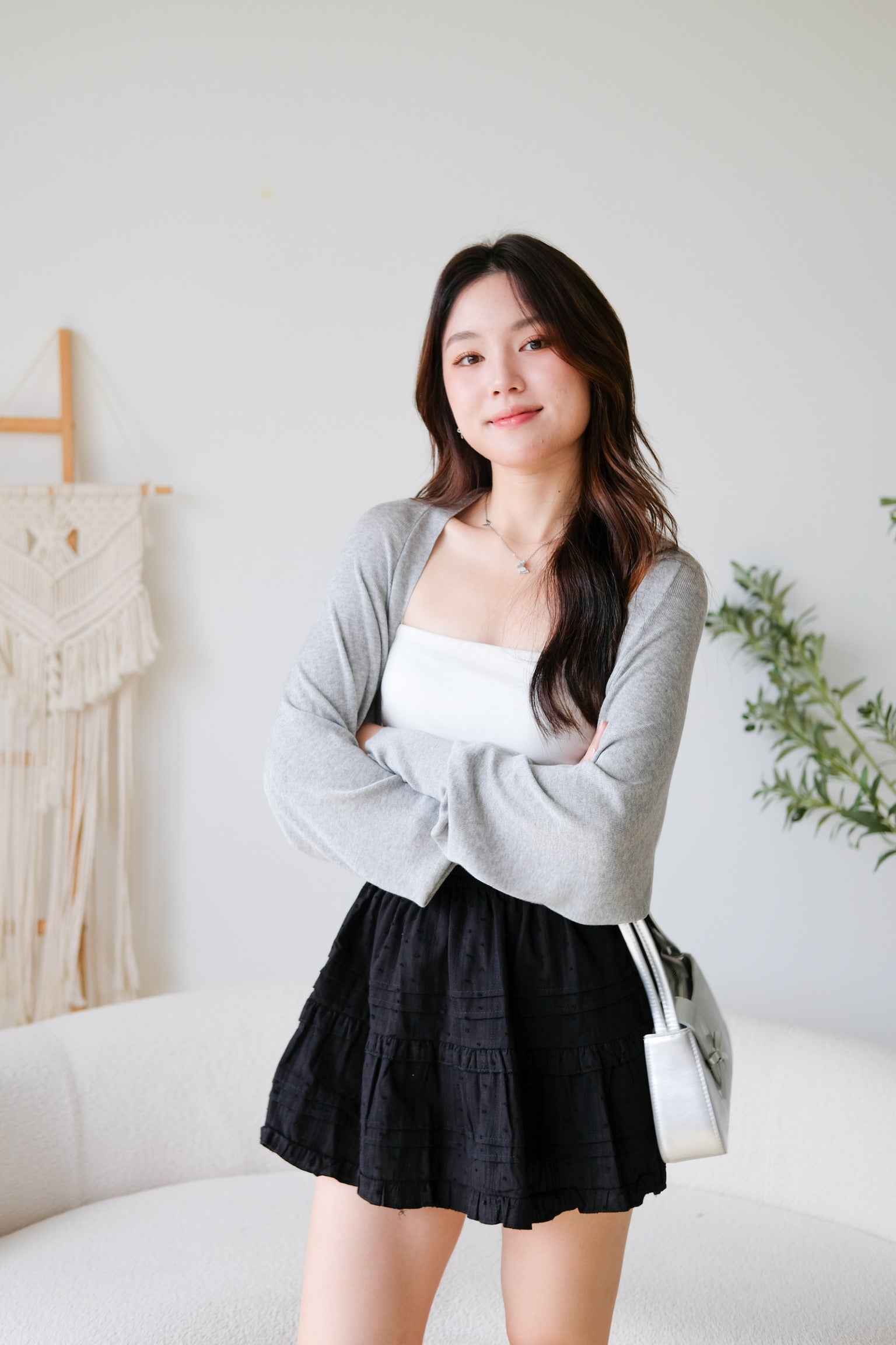 Blaire Bolero Cotton Cardigan (Grey)