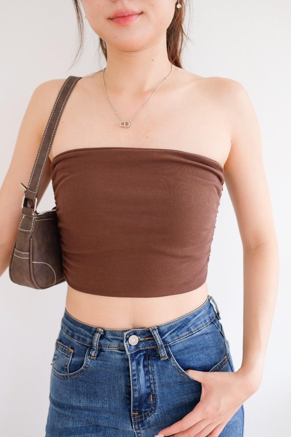 Obsession Tube Crop Top (Mocha)
