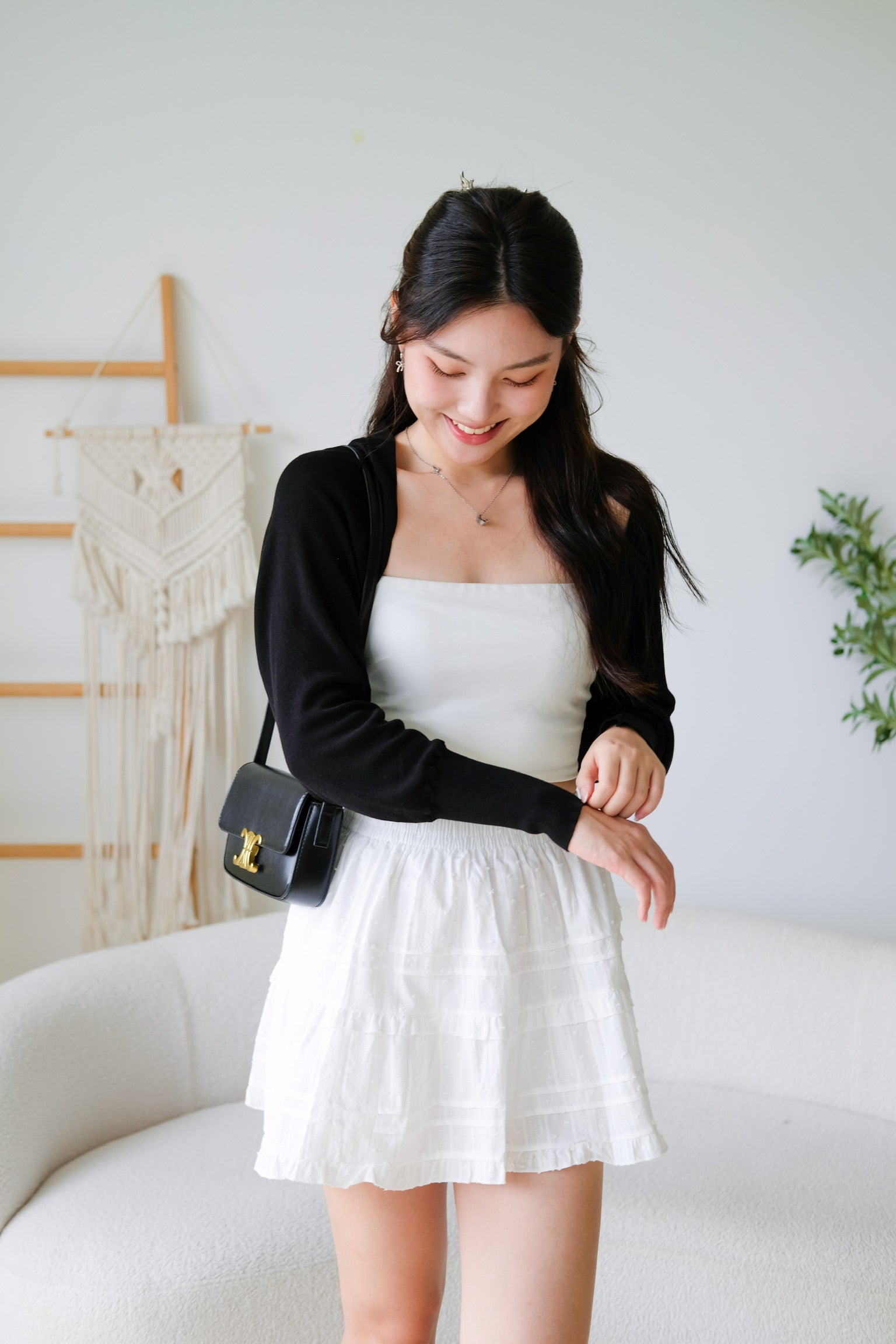 Blaire Bolero Cotton Cardigan (Black)