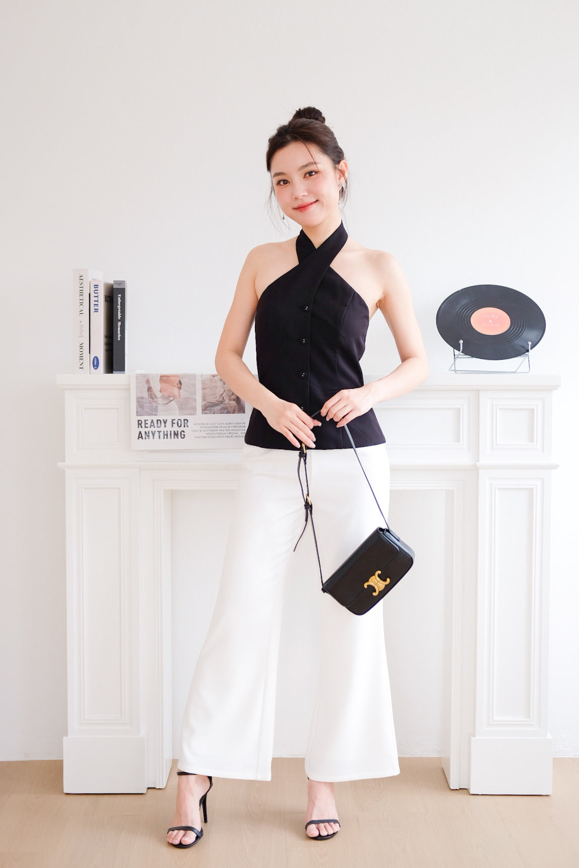 Angie Criss Cross Padded Top (Black)