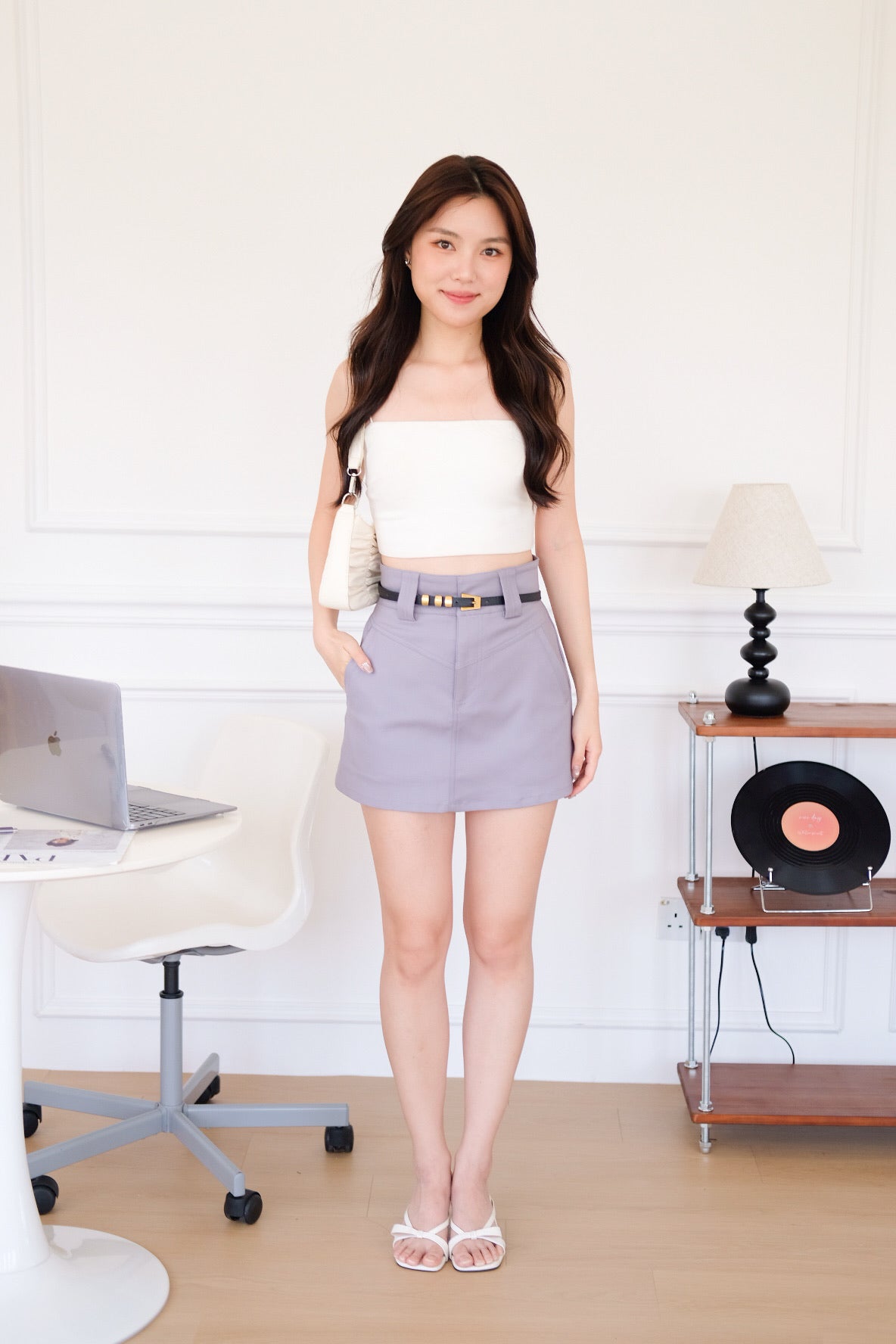 Maya Belt Pocket Skirt (Grey)