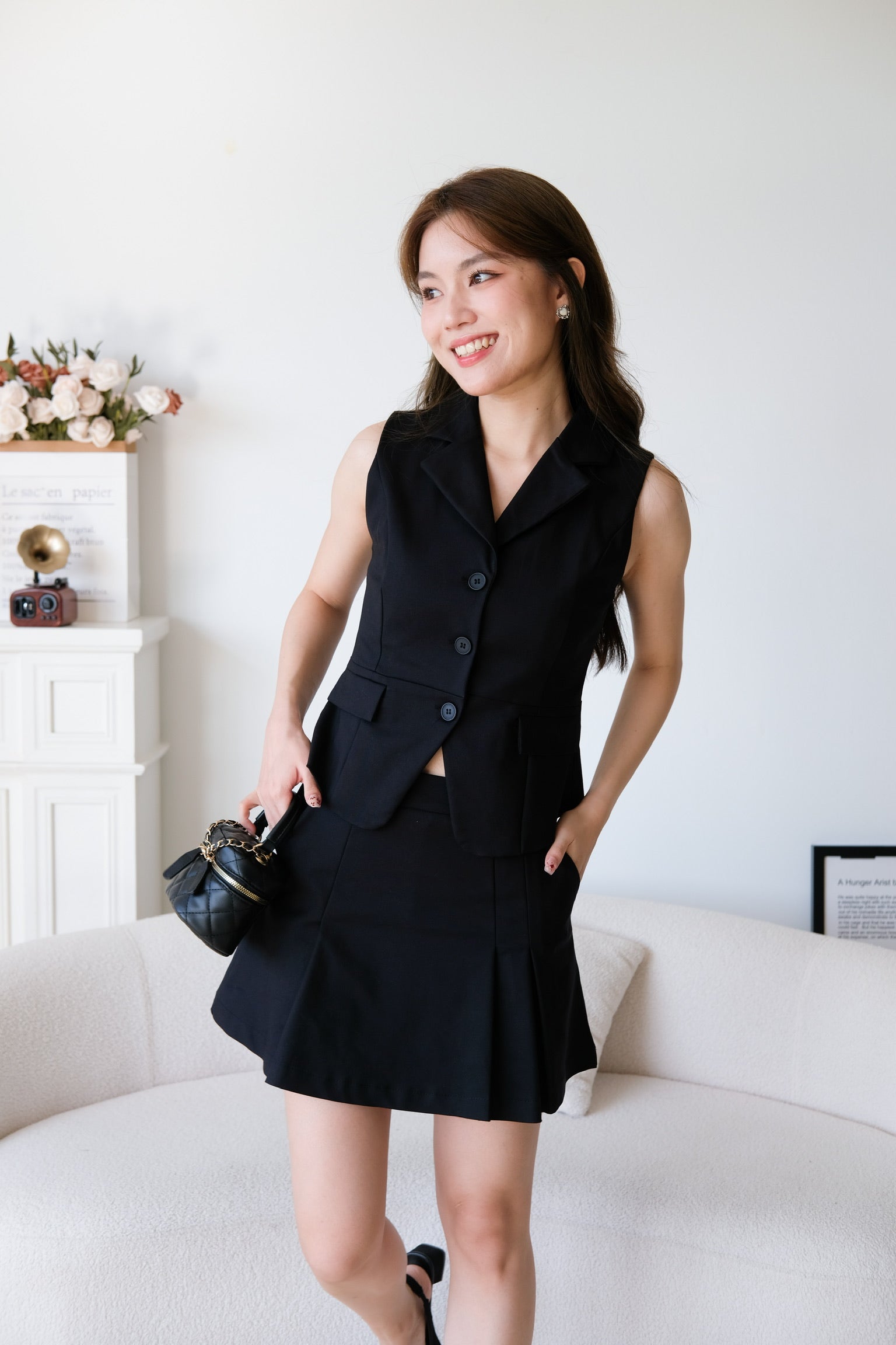 Steph Vest Co-ord Set (Black)