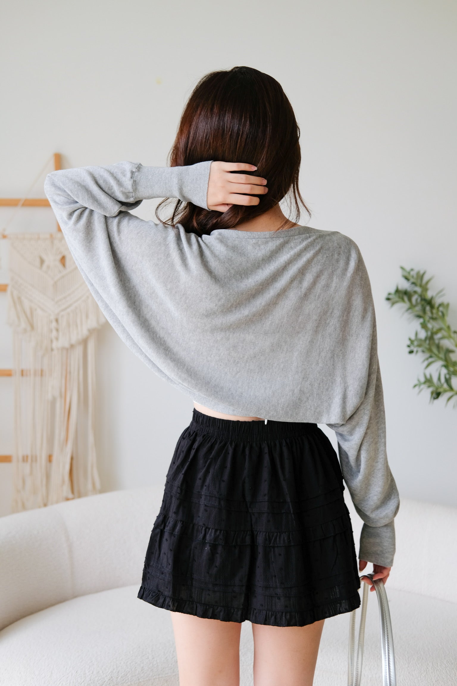 Blaire Bolero Cotton Cardigan (Grey)