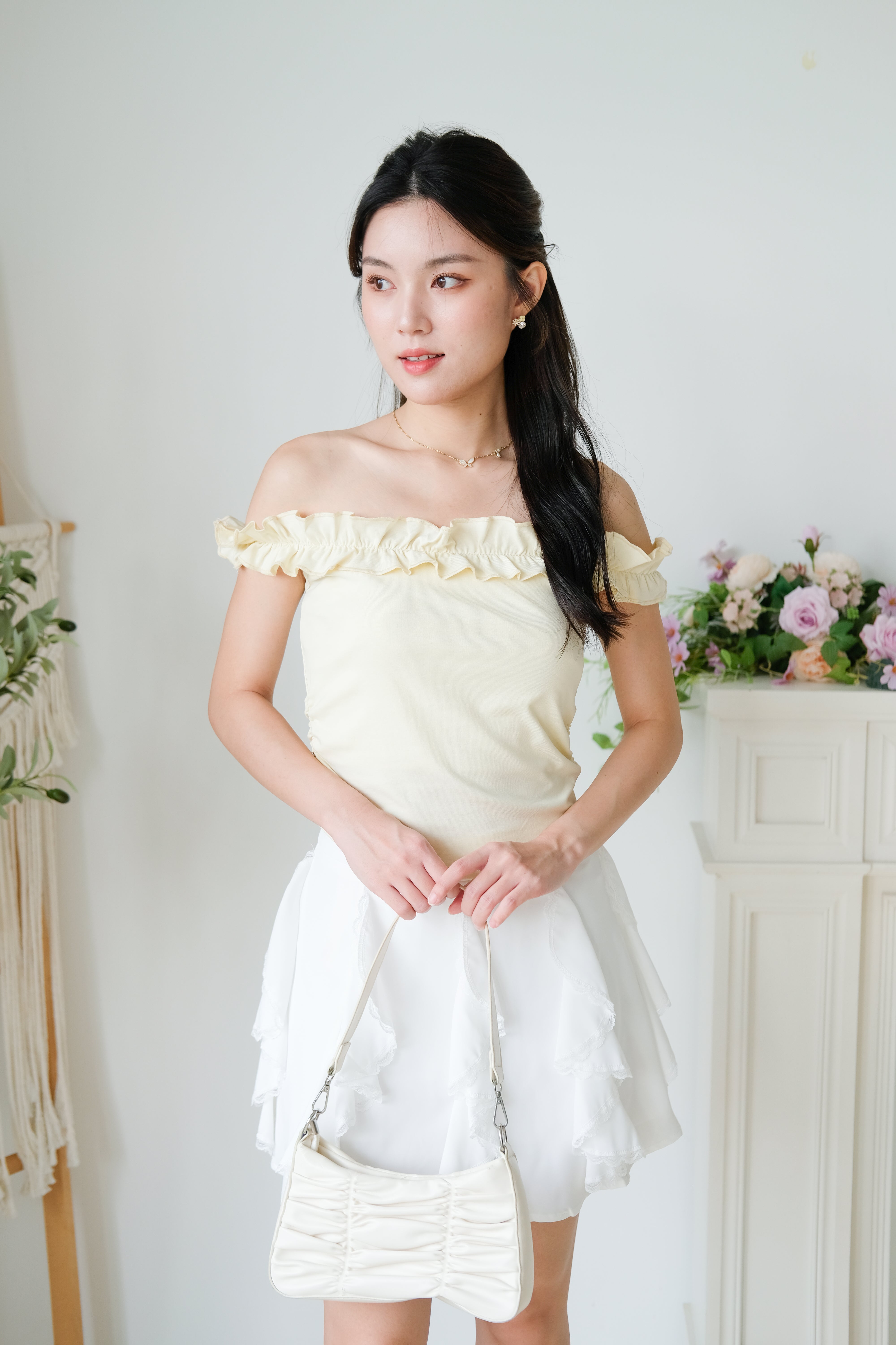 Layla Ruffle Off Shoulder (Butter Yellow)