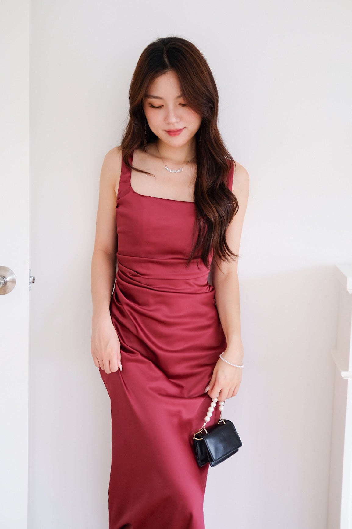Adora Satin Mermaid Maxi Dress (Wine)