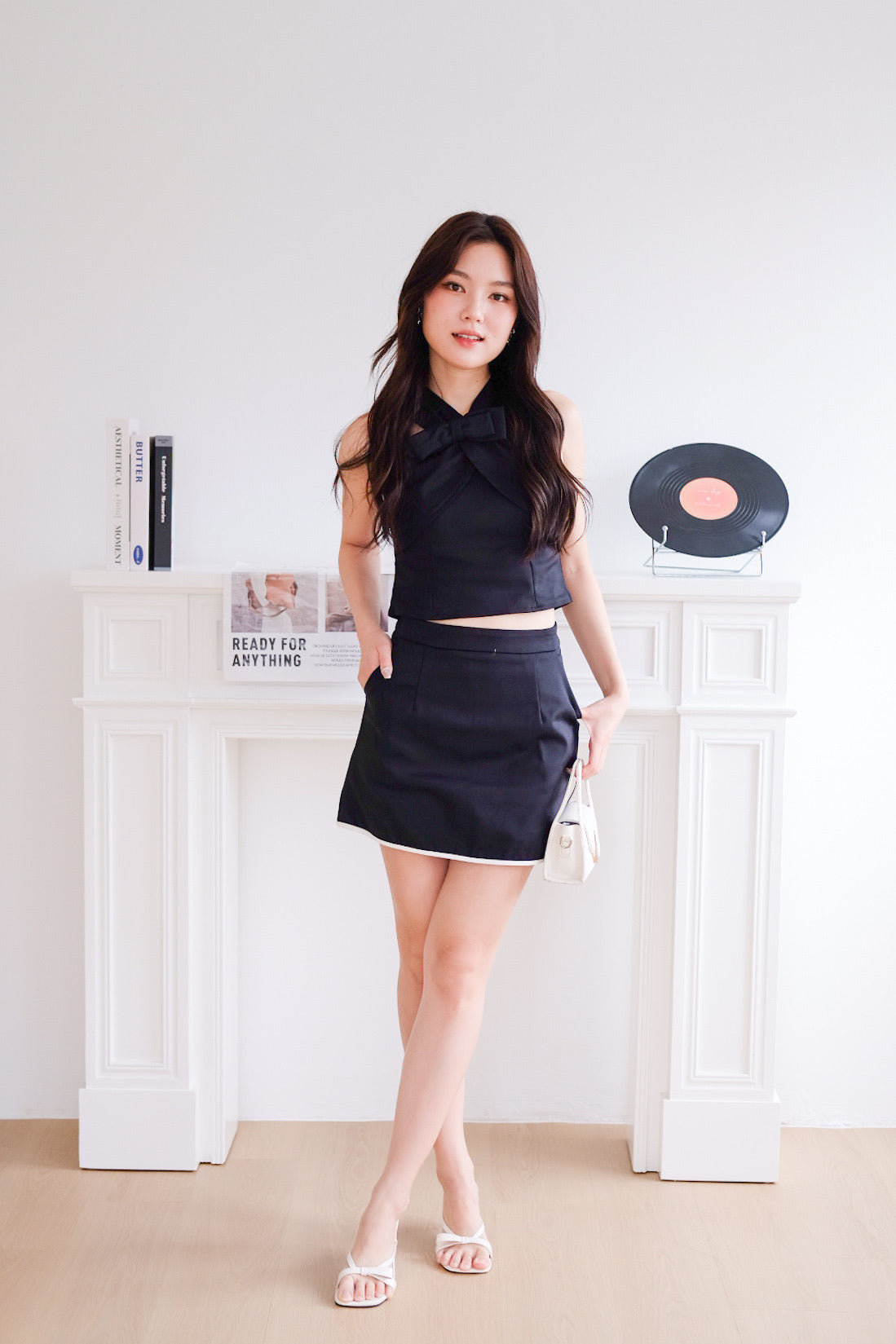Carmela Bow Halter Set (Black)