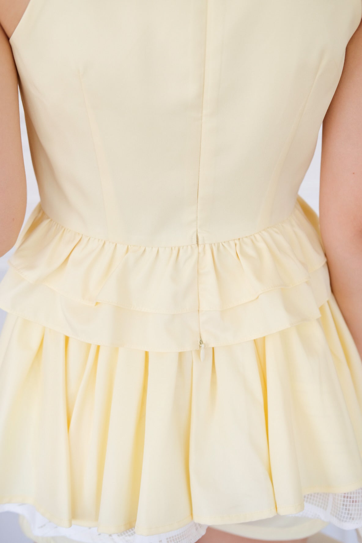 Lea Ruffle Peplum Top (Buttermilk Yellow)