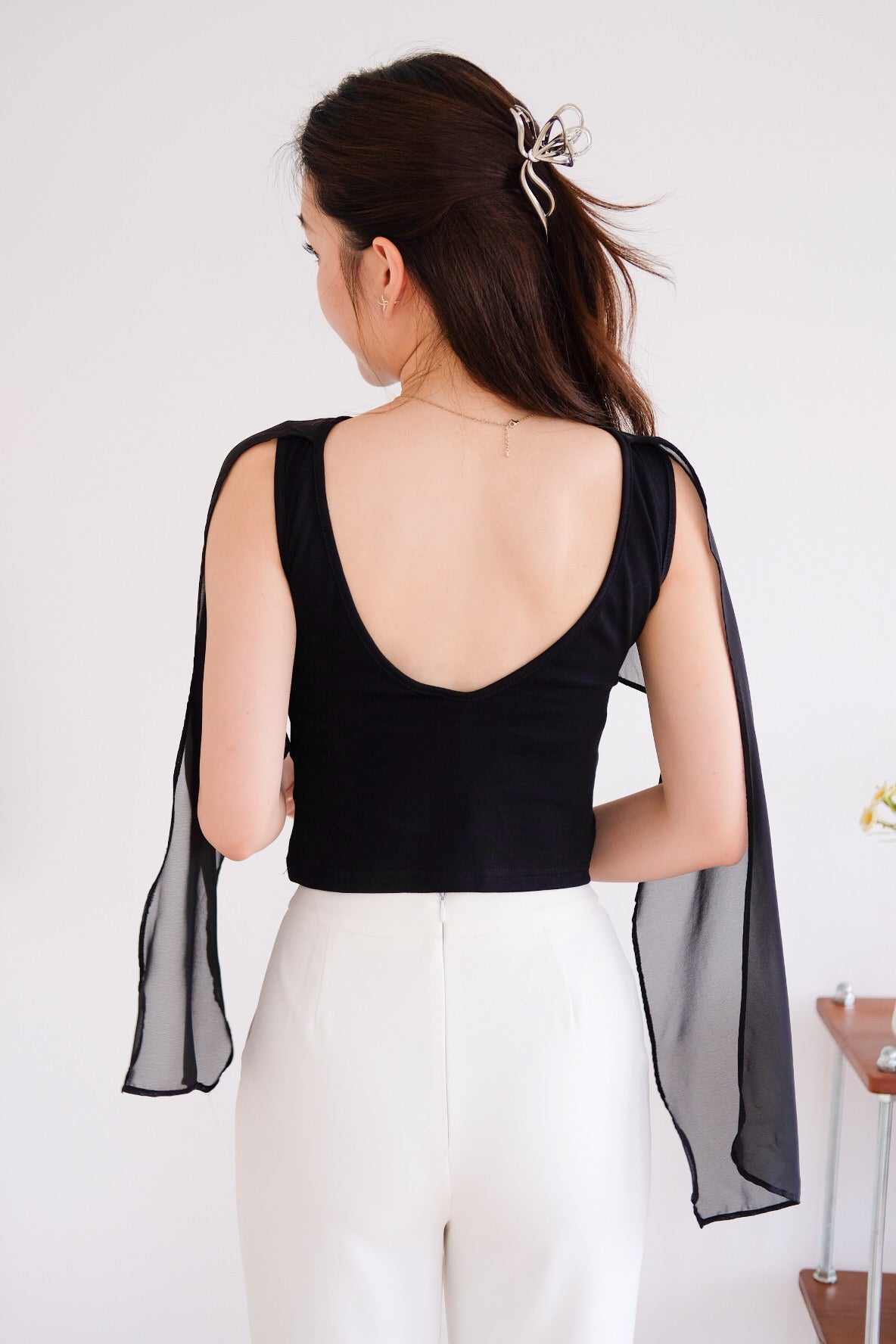 Lustre Cape Boatneck Top (Black)