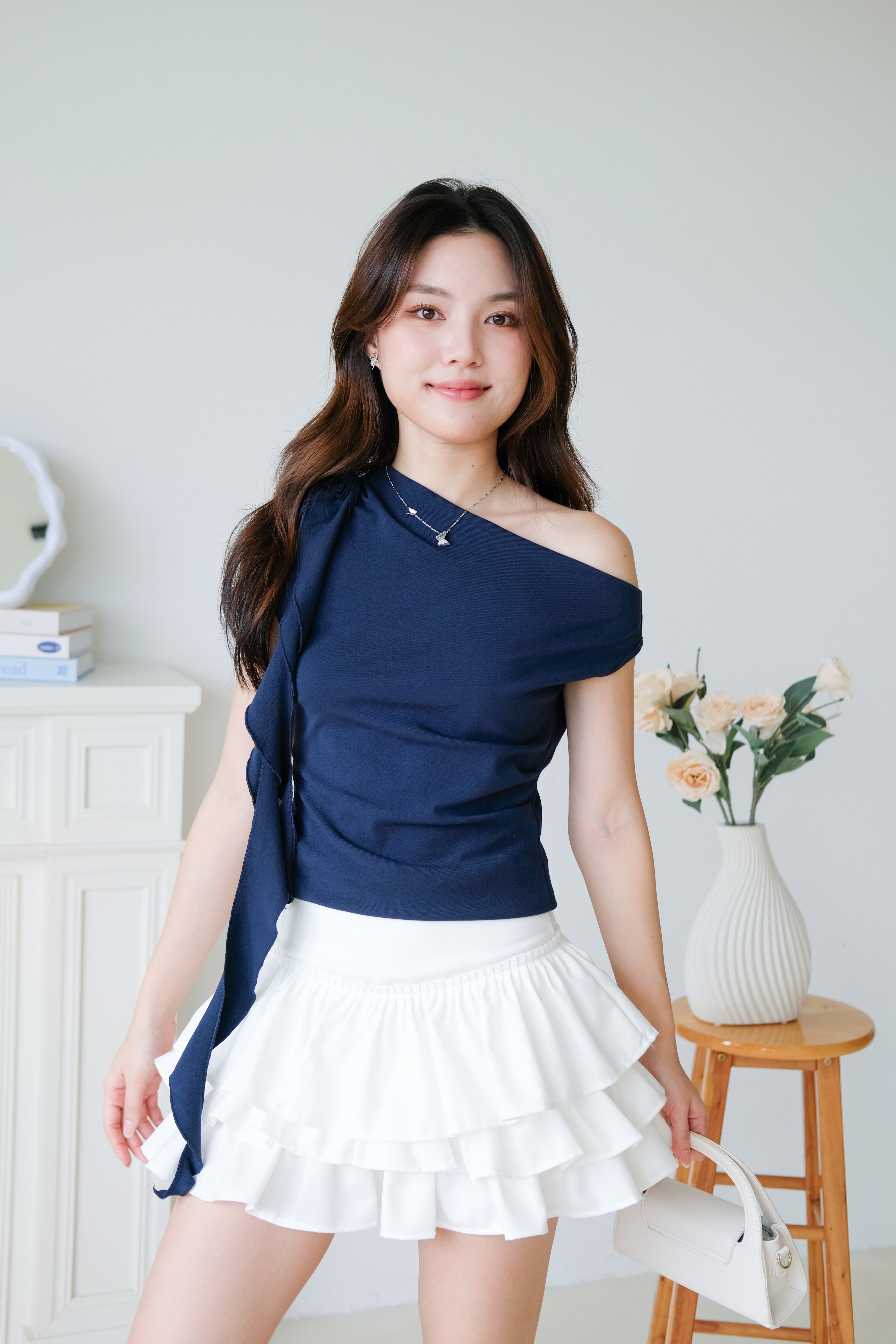 Elora Ruffle Toga Top (Navy Blue)