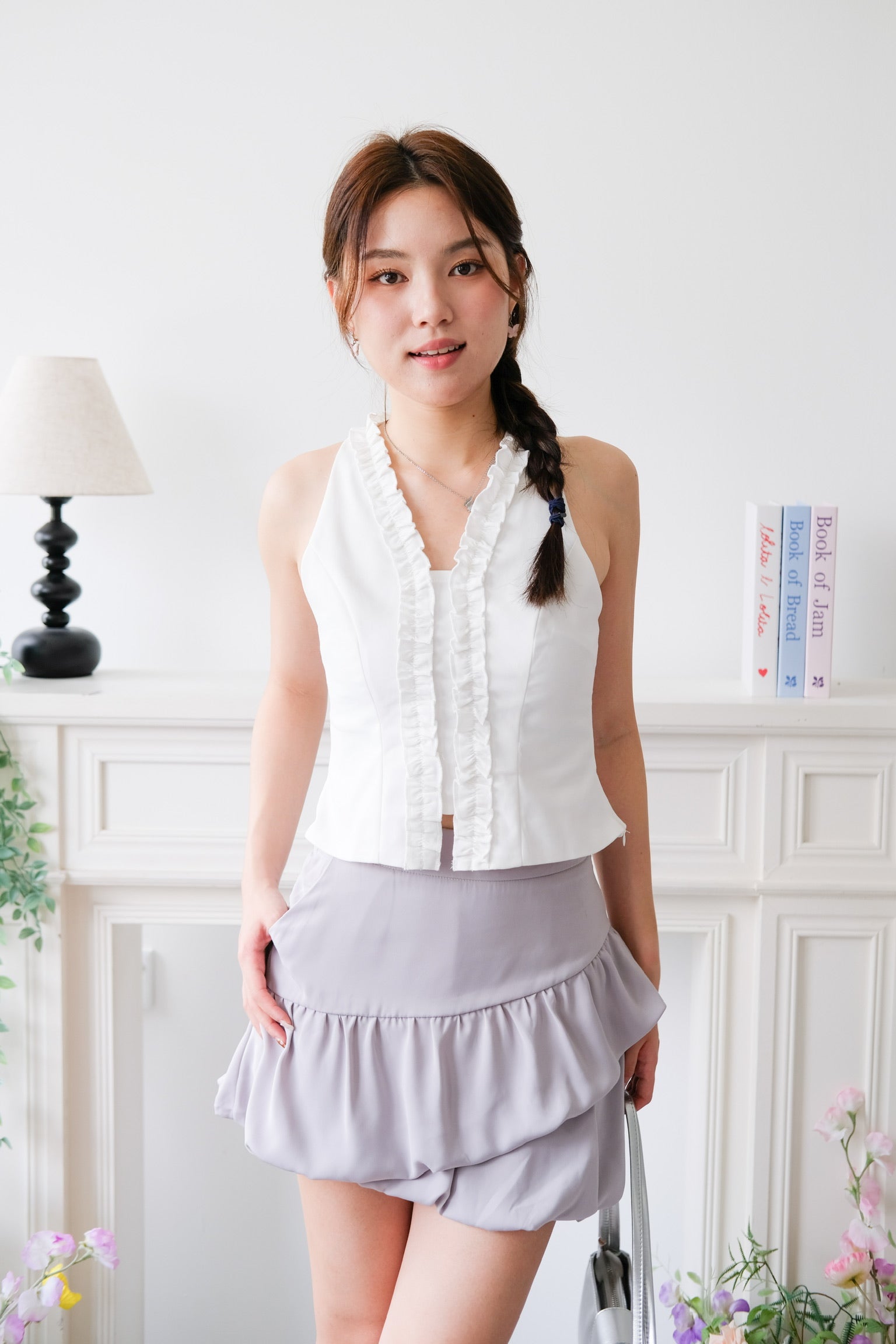 Junie Bubble A Line Skirt (Purplish Grey)