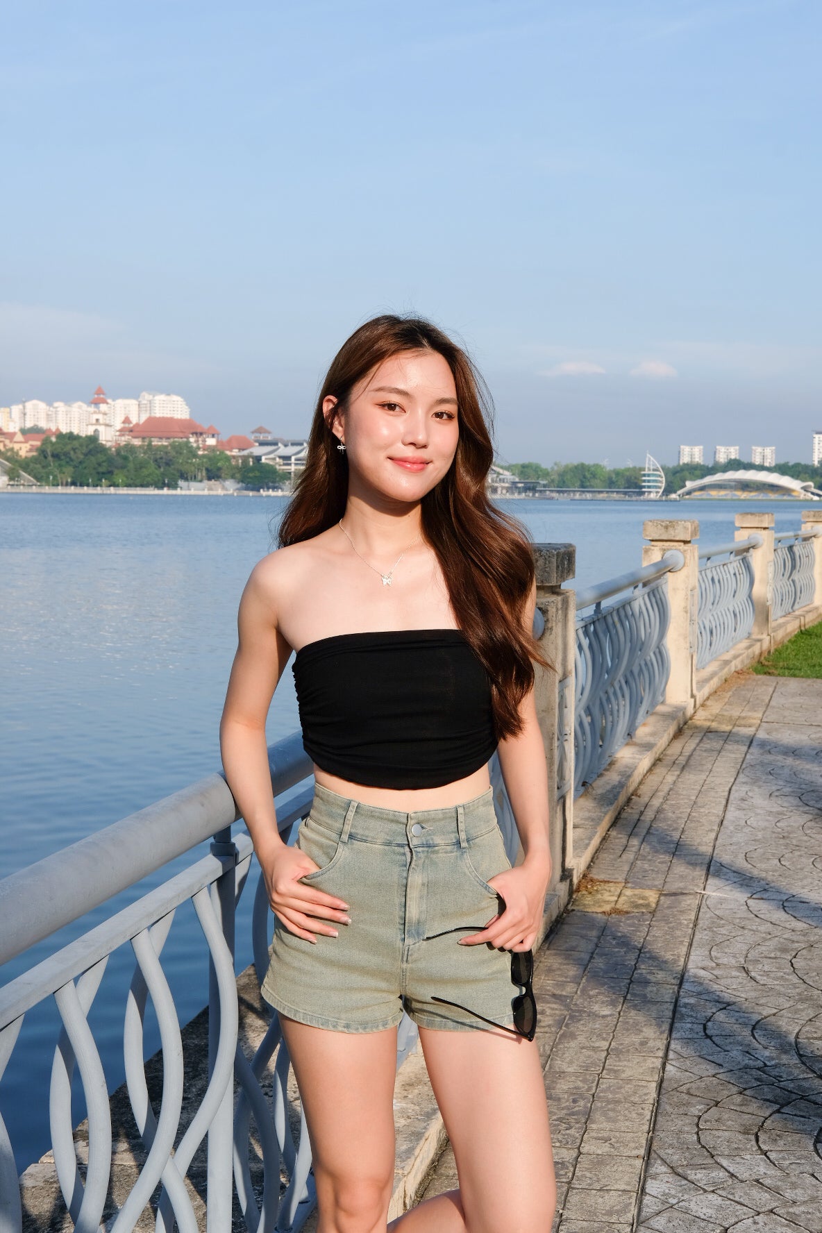 Absolute Denim High Waist Shorts (Salt Blue)