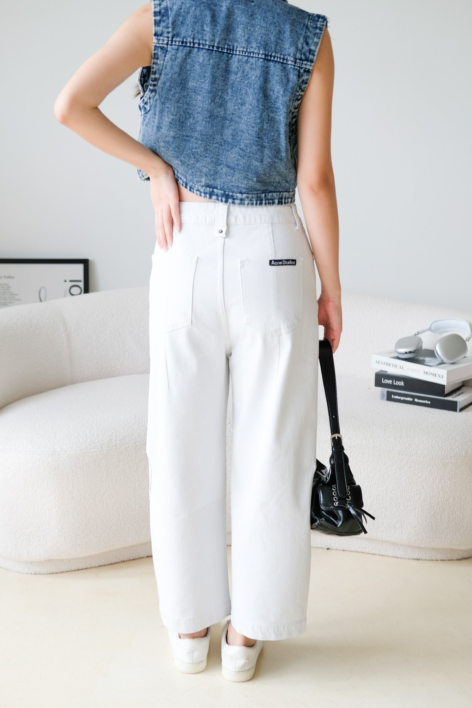 Barrel Wide Denim Jeans (Fog White)