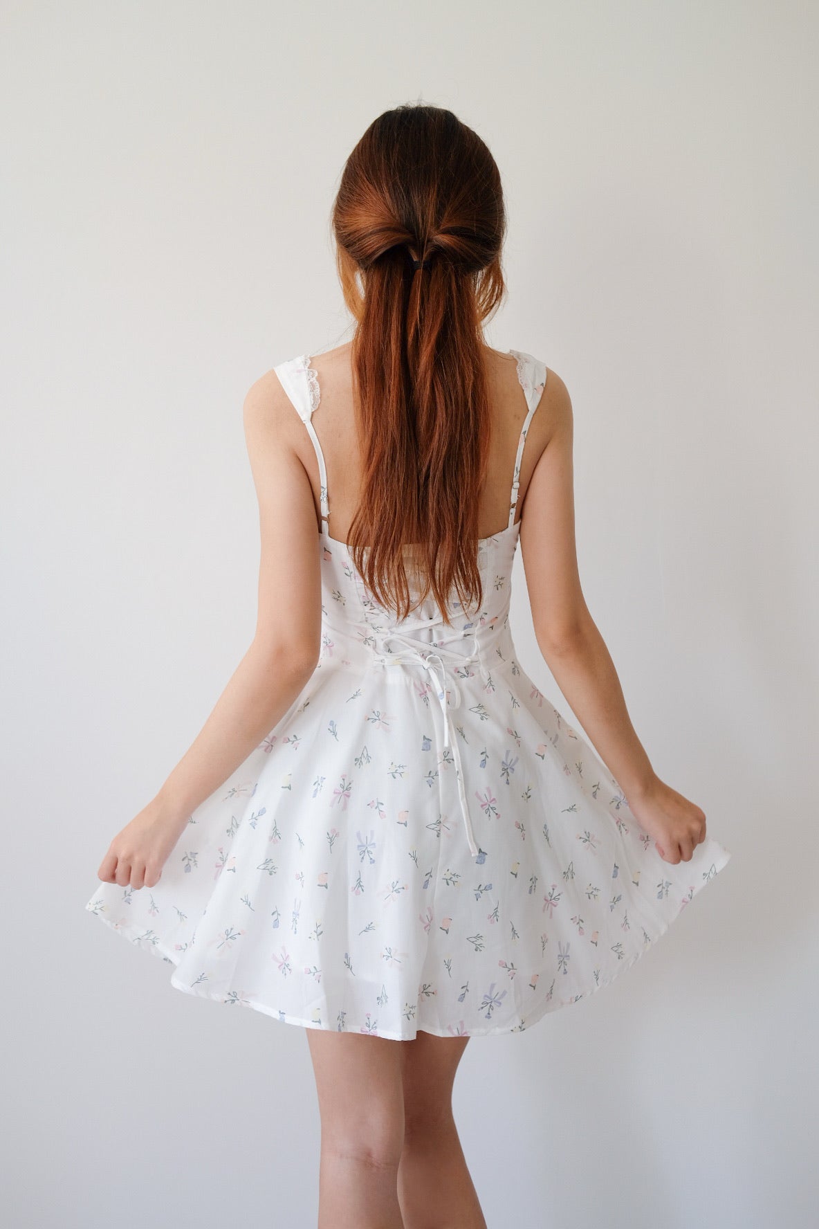 Floral Mini Dress with Lace Straps