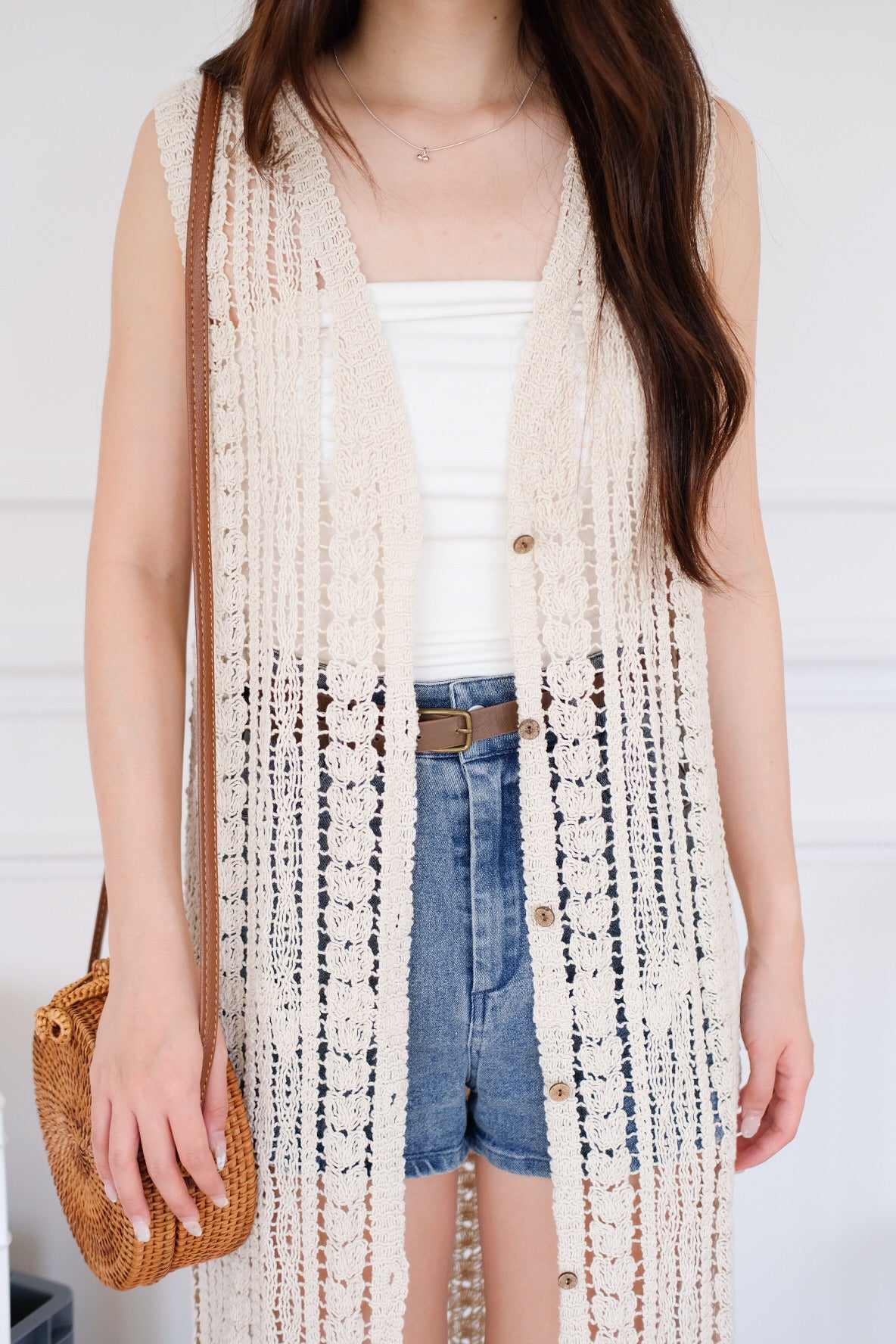 Romania Crochet Maxi Outerwear (Beige)