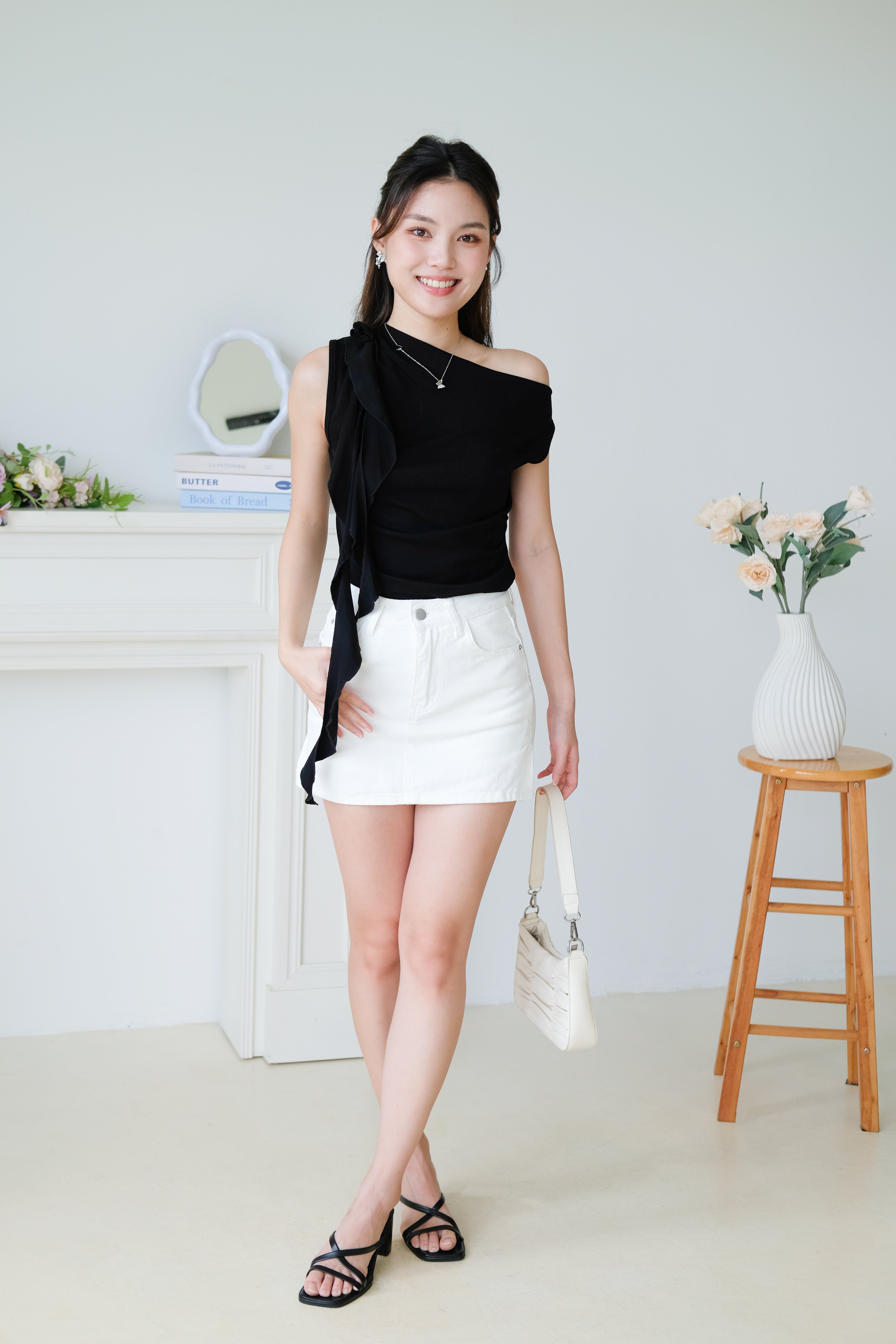 Elora Ruffle Toga Top (Black)