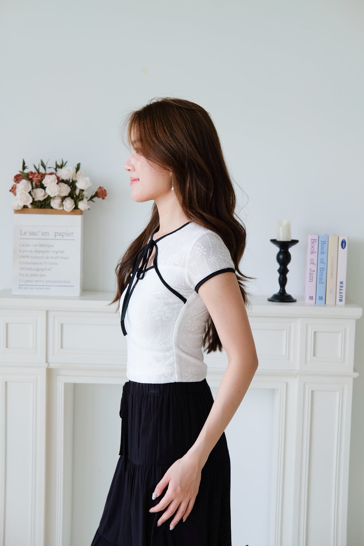 Irisa Lace Ribbon Top (White)