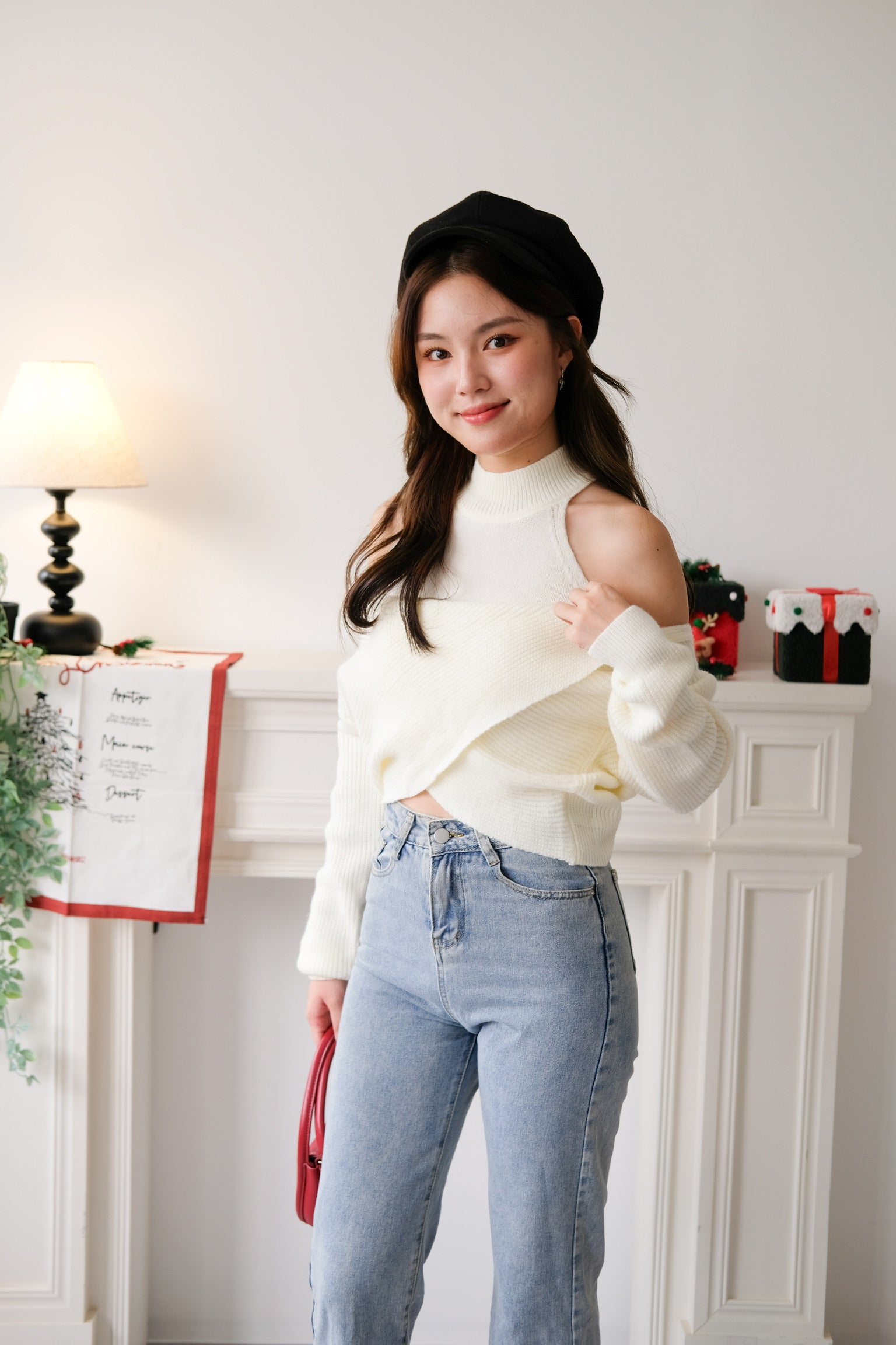 Olivia 2-in-1 Knit Sweater Set (Cream)