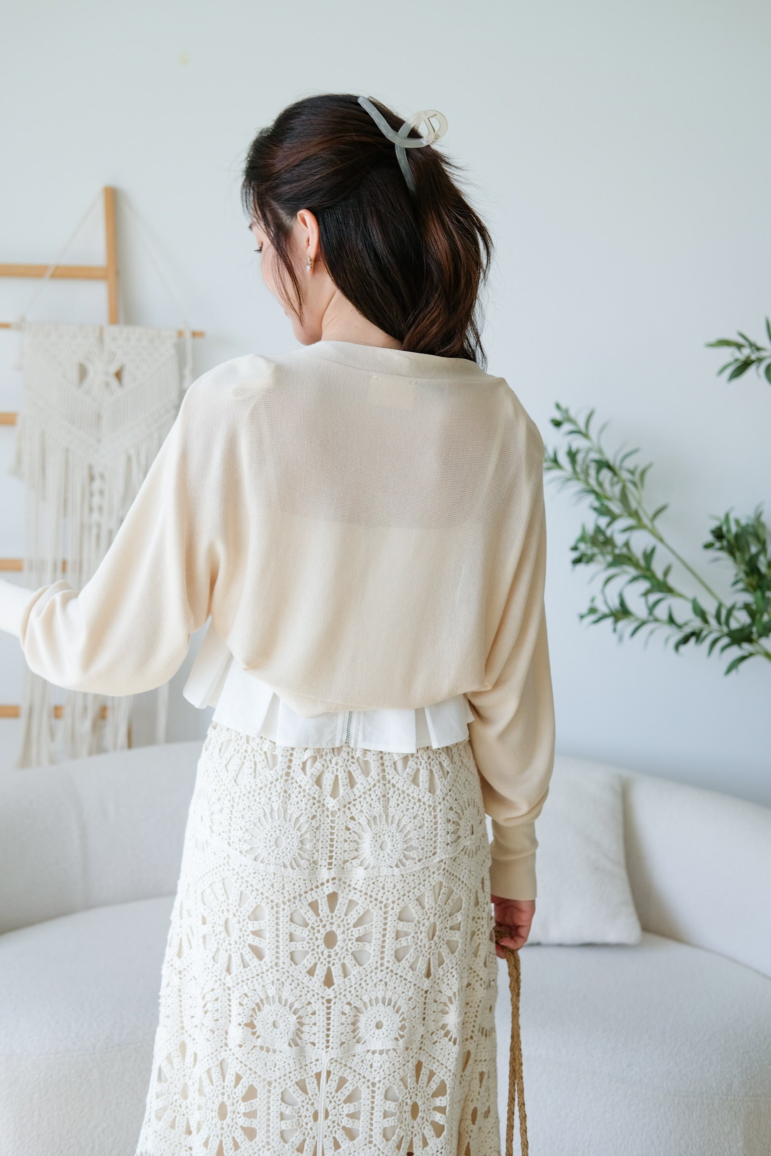 Blaire Bolero Cotton Cardigan (Beige)