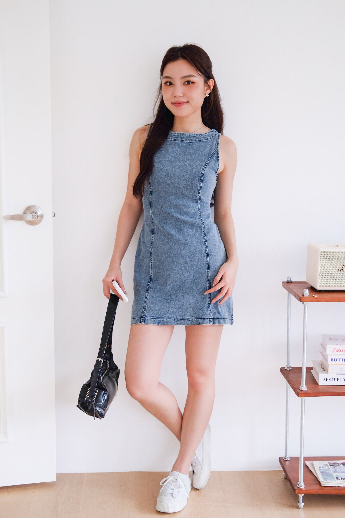 Georgie Panel Denim Dress (Acid Light Blue)