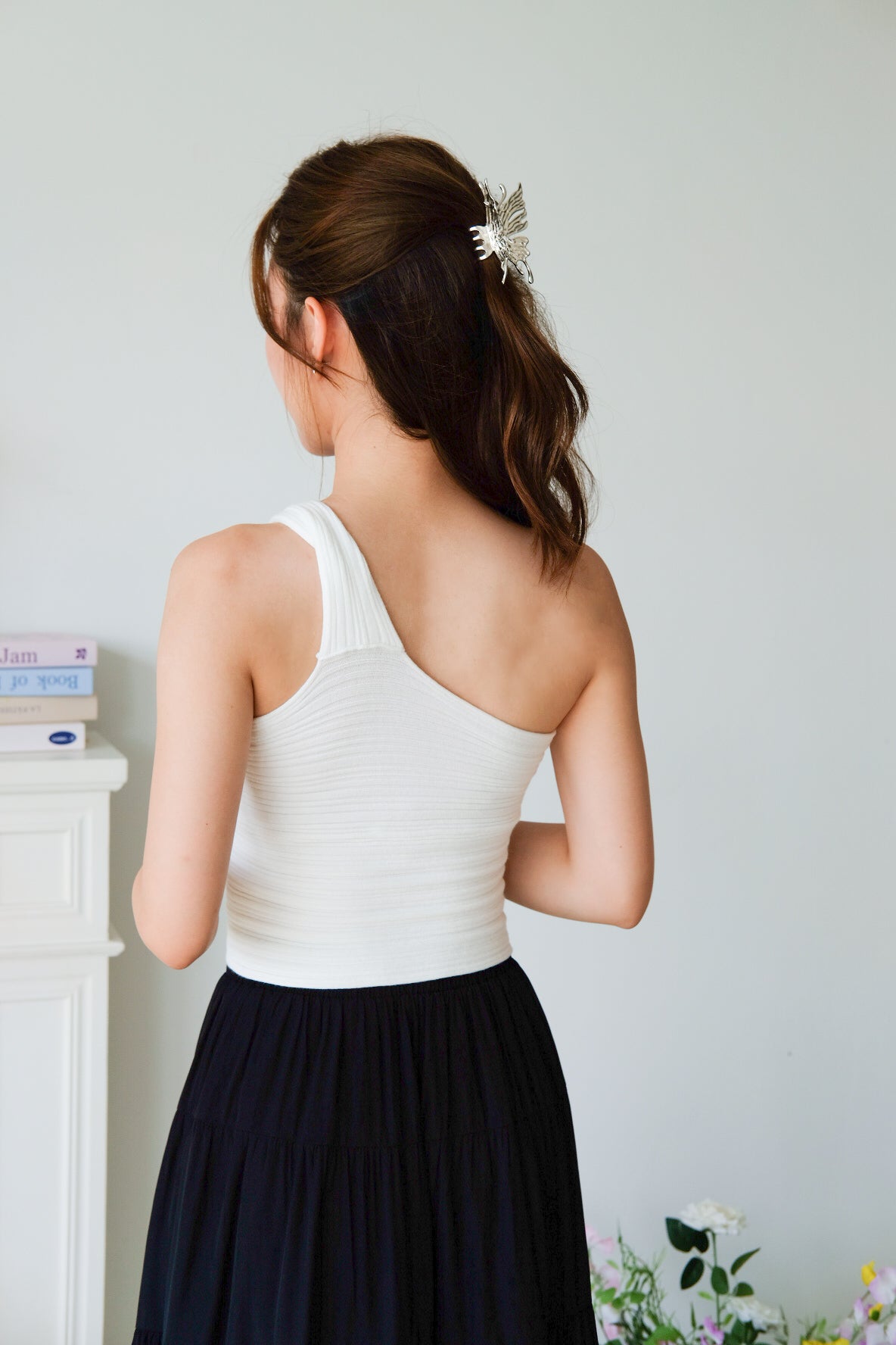 Dillon Knit Toga Crop Top (White)
