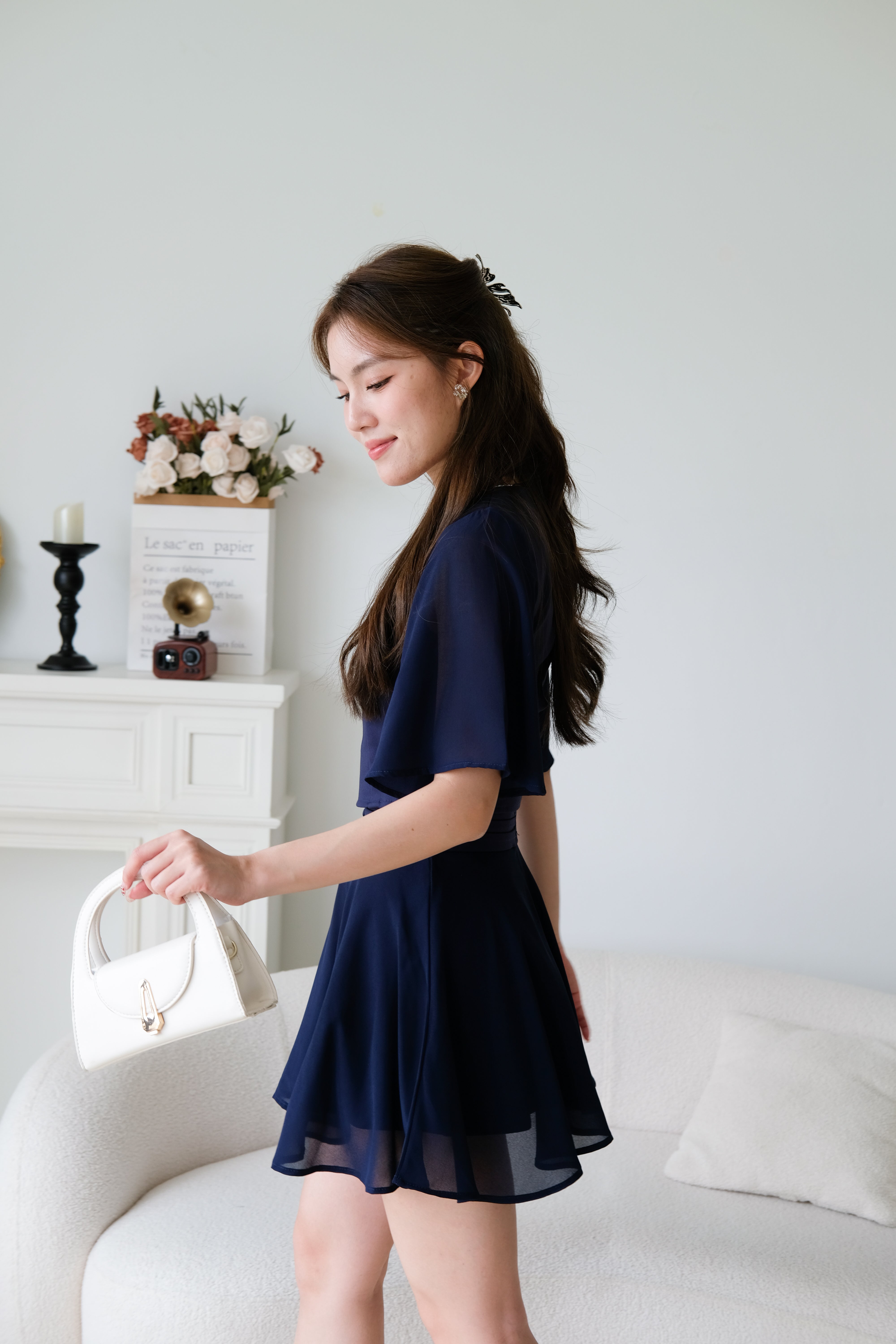 Caley Flutter Sleeves Set (Navy Blue)