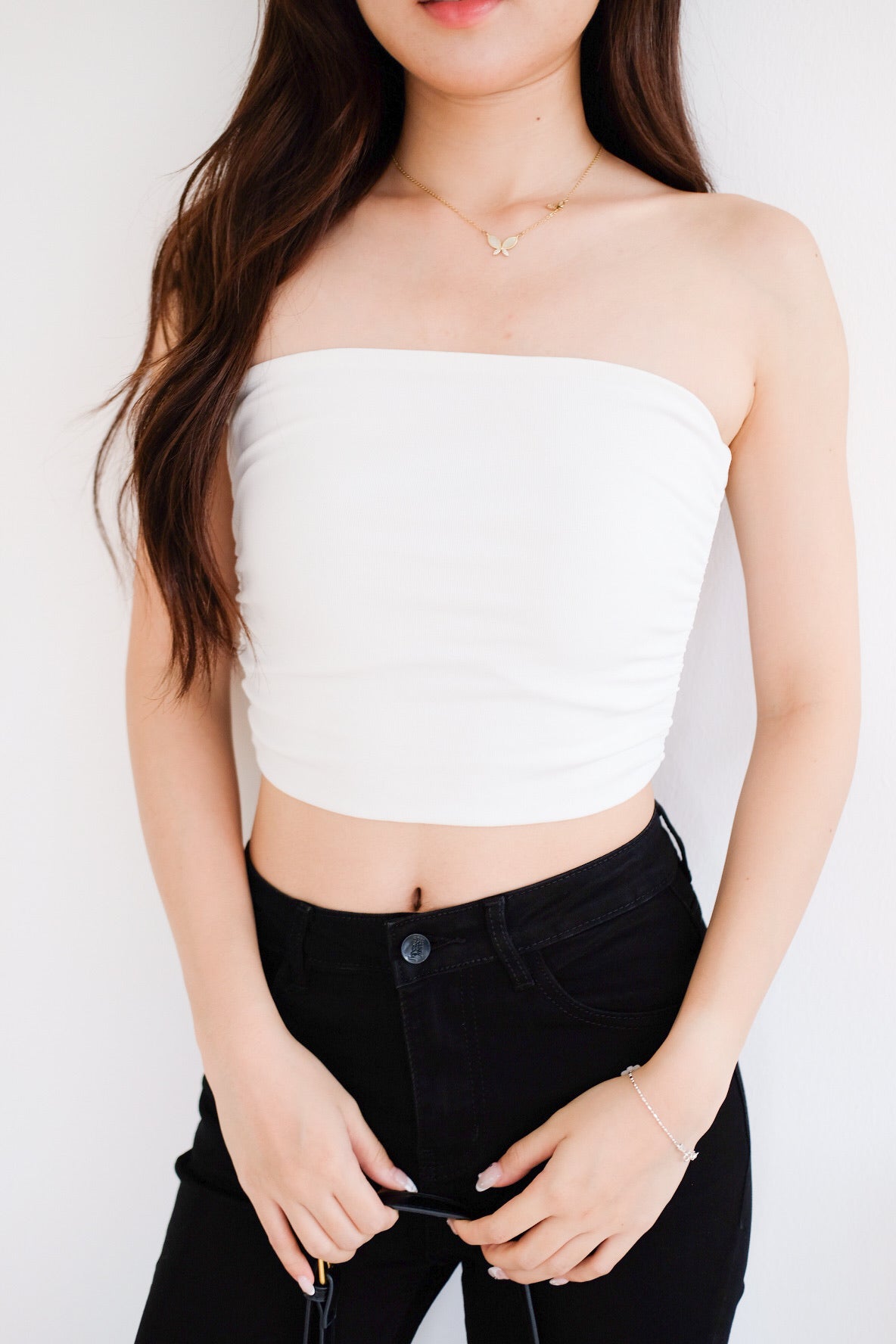 Obsession Tube Crop Top (White)