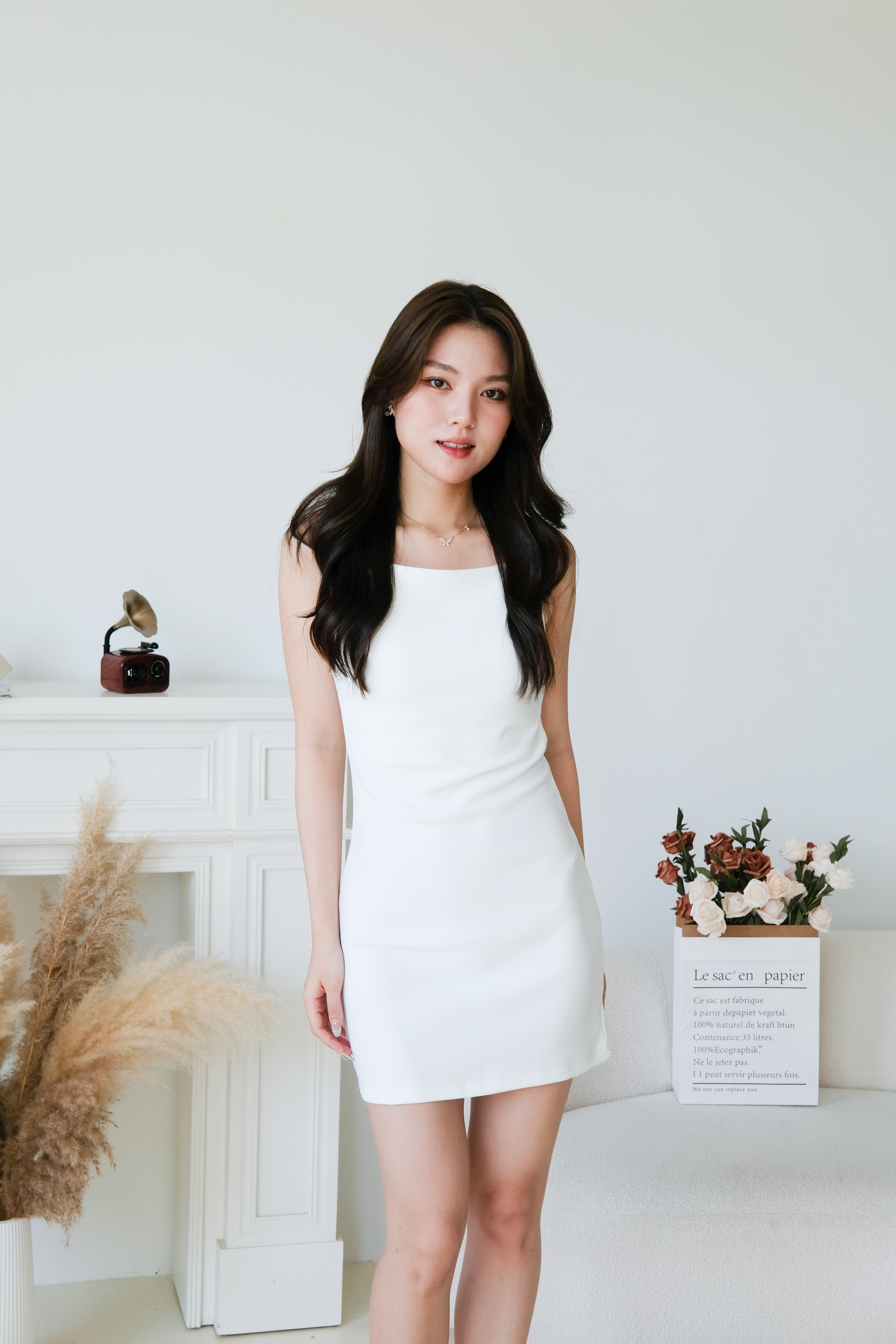 Lara A Line Shift Dress (White)