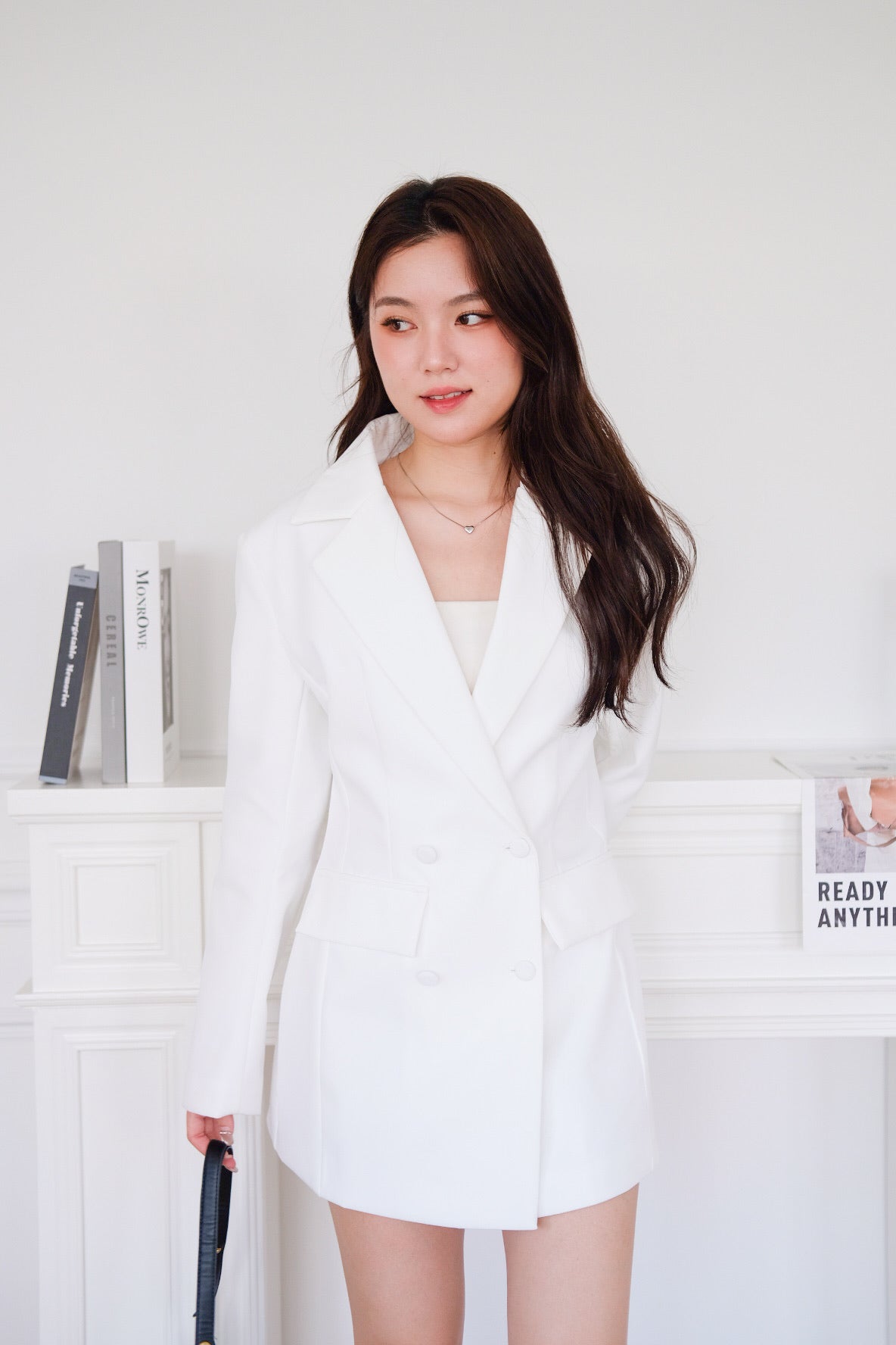 The Executive Blazer Dress (White)